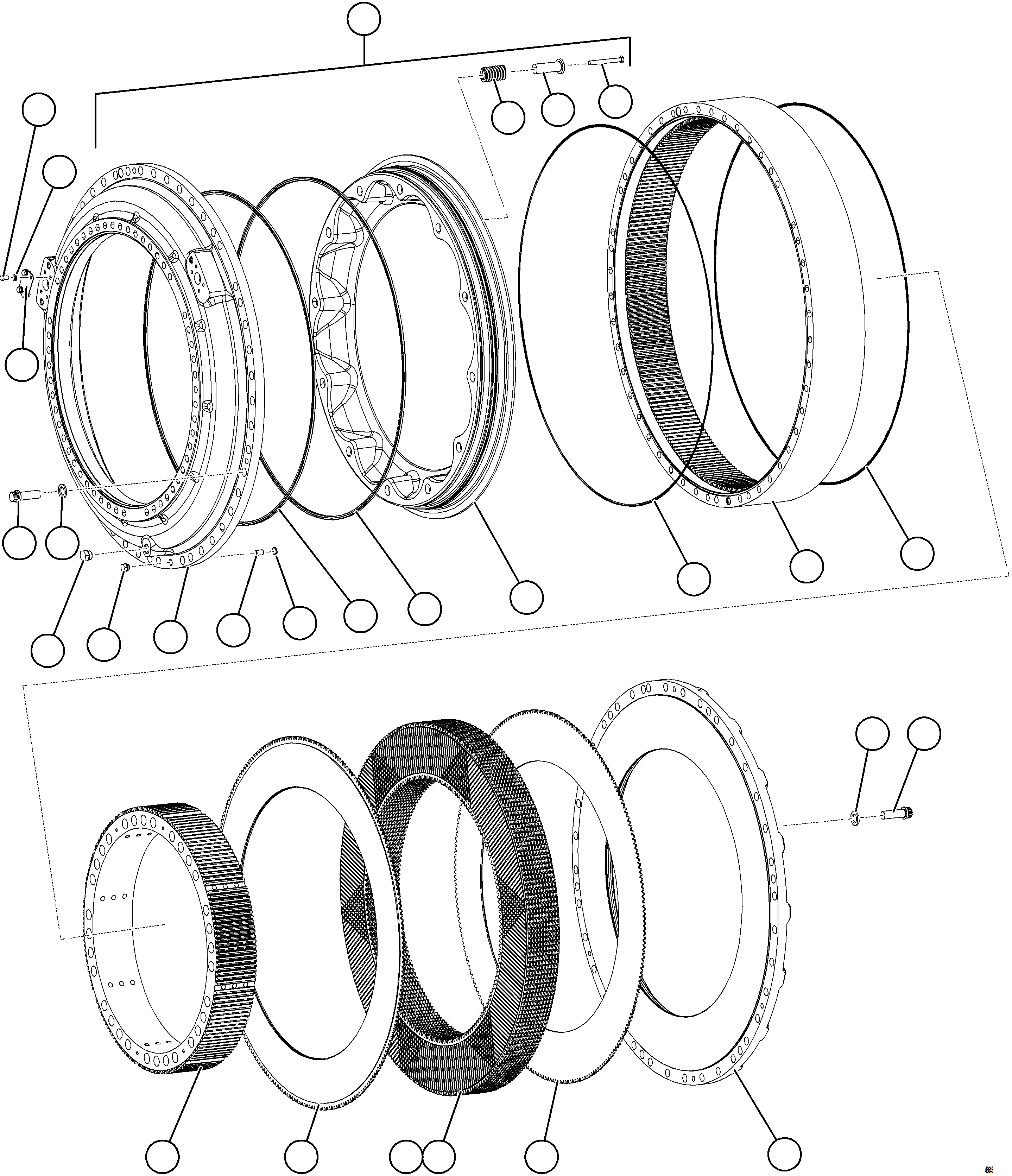 Komatsu parts book diagram for AFE75-BA 980E-5 S/N A50186 - A50187,A50192 - A50194  KMEX: FRONT BRAKE ASSEMBLY