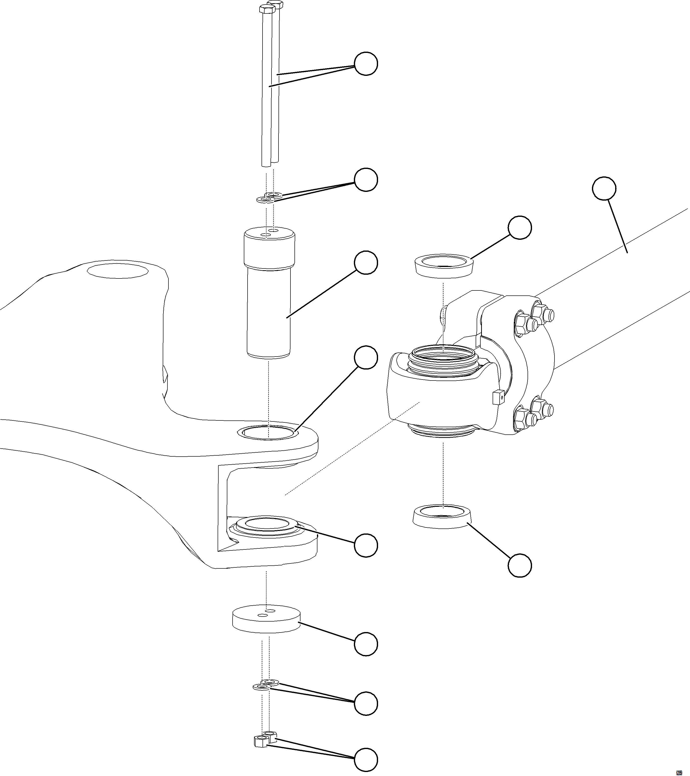 Komatsu parts book diagram for AFE75-BA 980E-5 S/N A50186 - A50187,A50192 - A50194  KMEX: STEERING ARM PIN JOINTS
