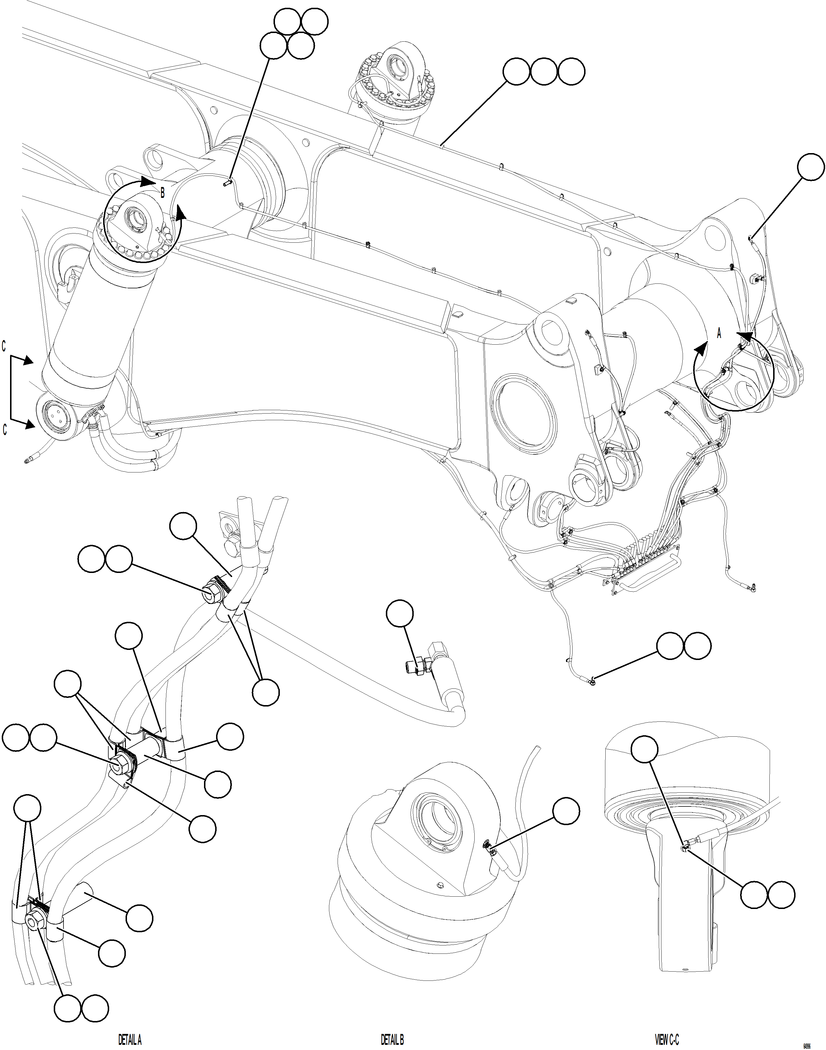 Komatsu parts book diagram for AFE75-BA 980E-5 S/N A50186 - A50187,A50192 - A50194  KMEX: AUTOMATIC LUBRICATION SYSTEM PIPING - REAR    3/3