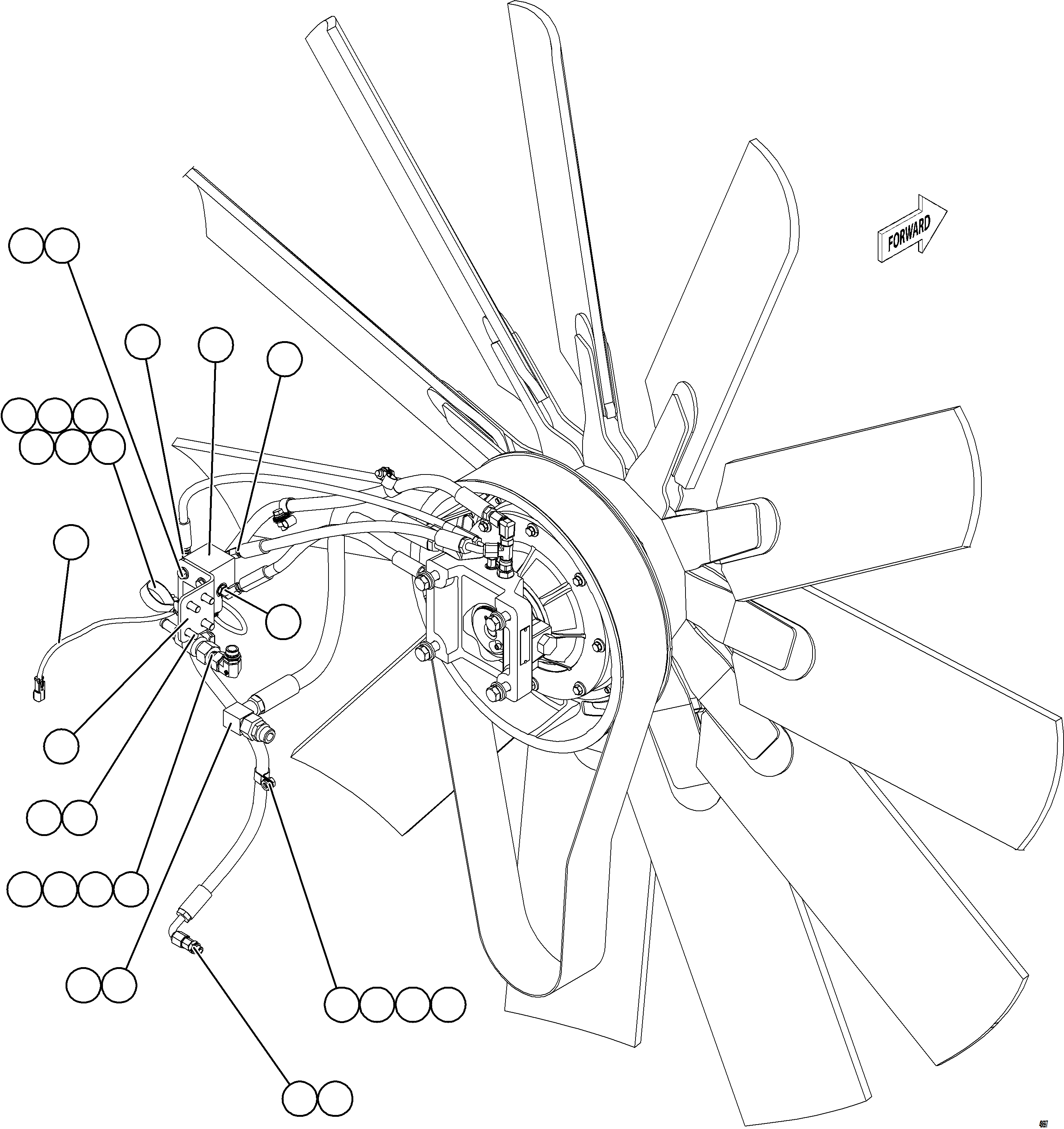 Komatsu parts book diagram for AFE75-BC 980E-5 S/N A50221  KCH: FAN INSTALLATION    2/2