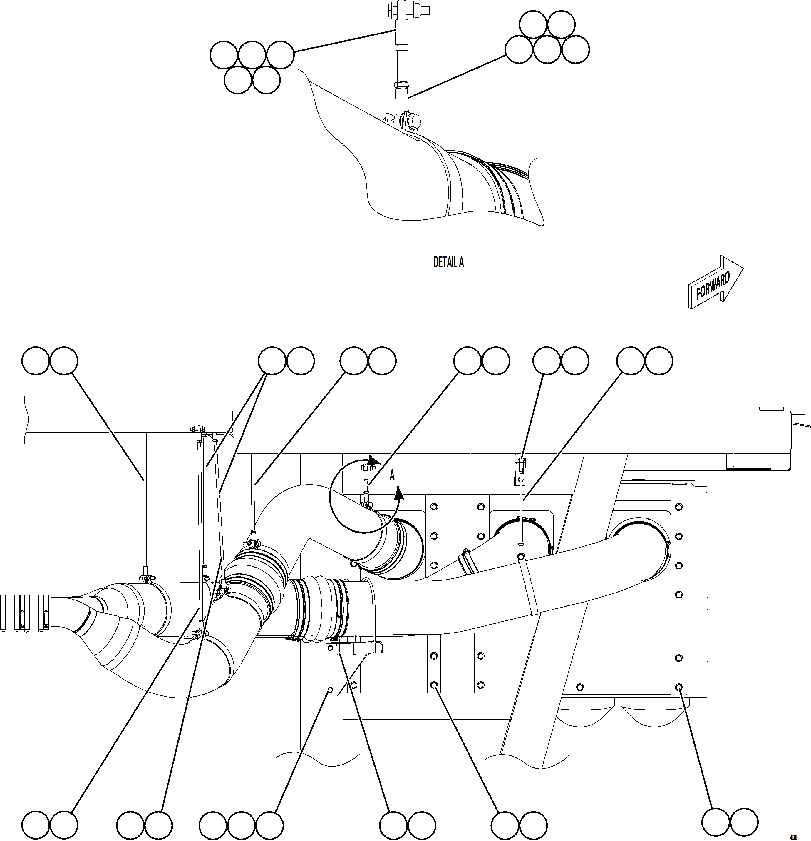 Komatsu parts book diagram for AFE75-BC 980E-5 S/N A50221  KCH: AIR CLEANER PIPING AND INSTALLATION - RH    3/3