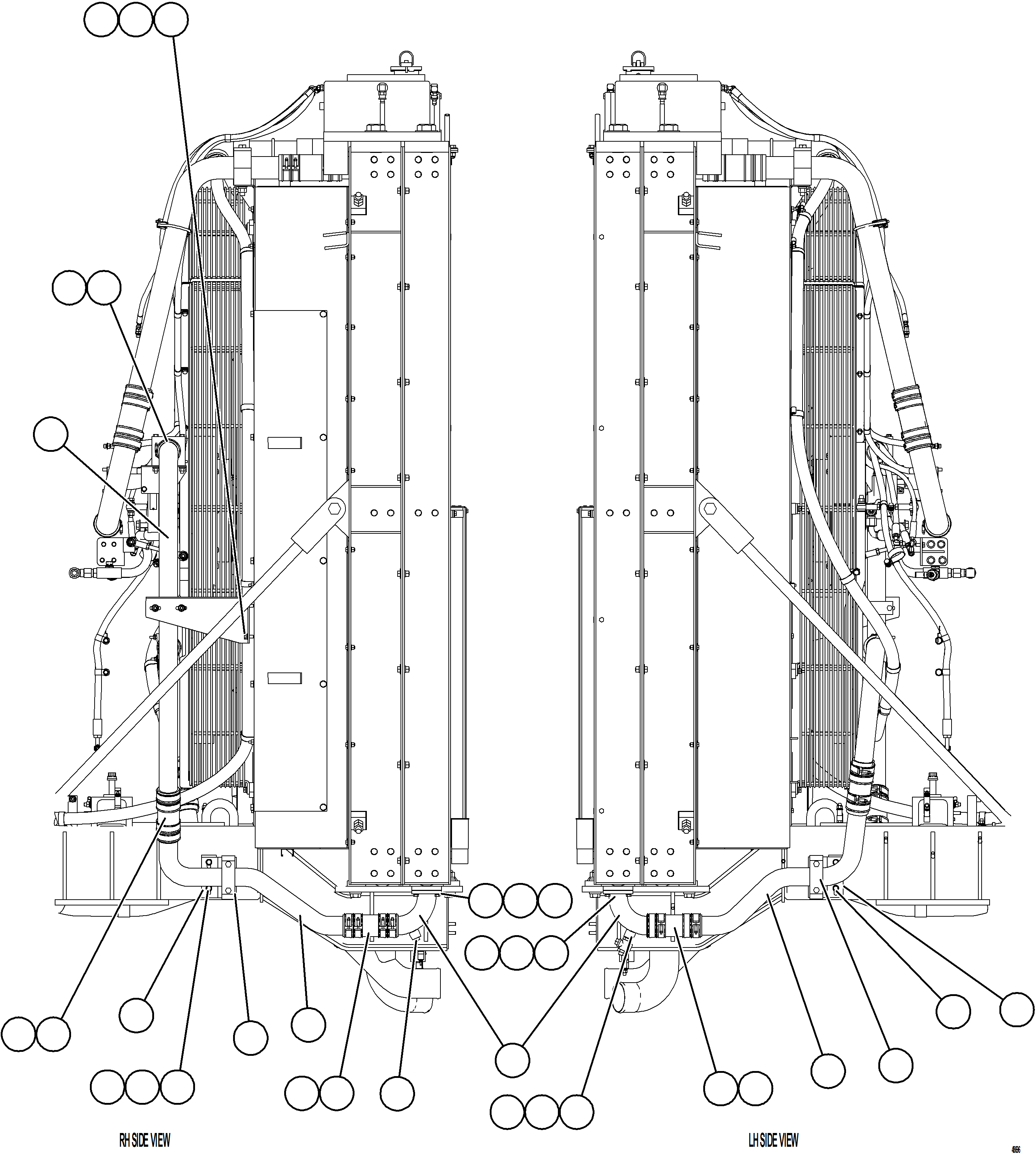 Komatsu parts book diagram for AFE75-BC 980E-5 S/N A50221  KCH: RADIATOR PIPING    4/5