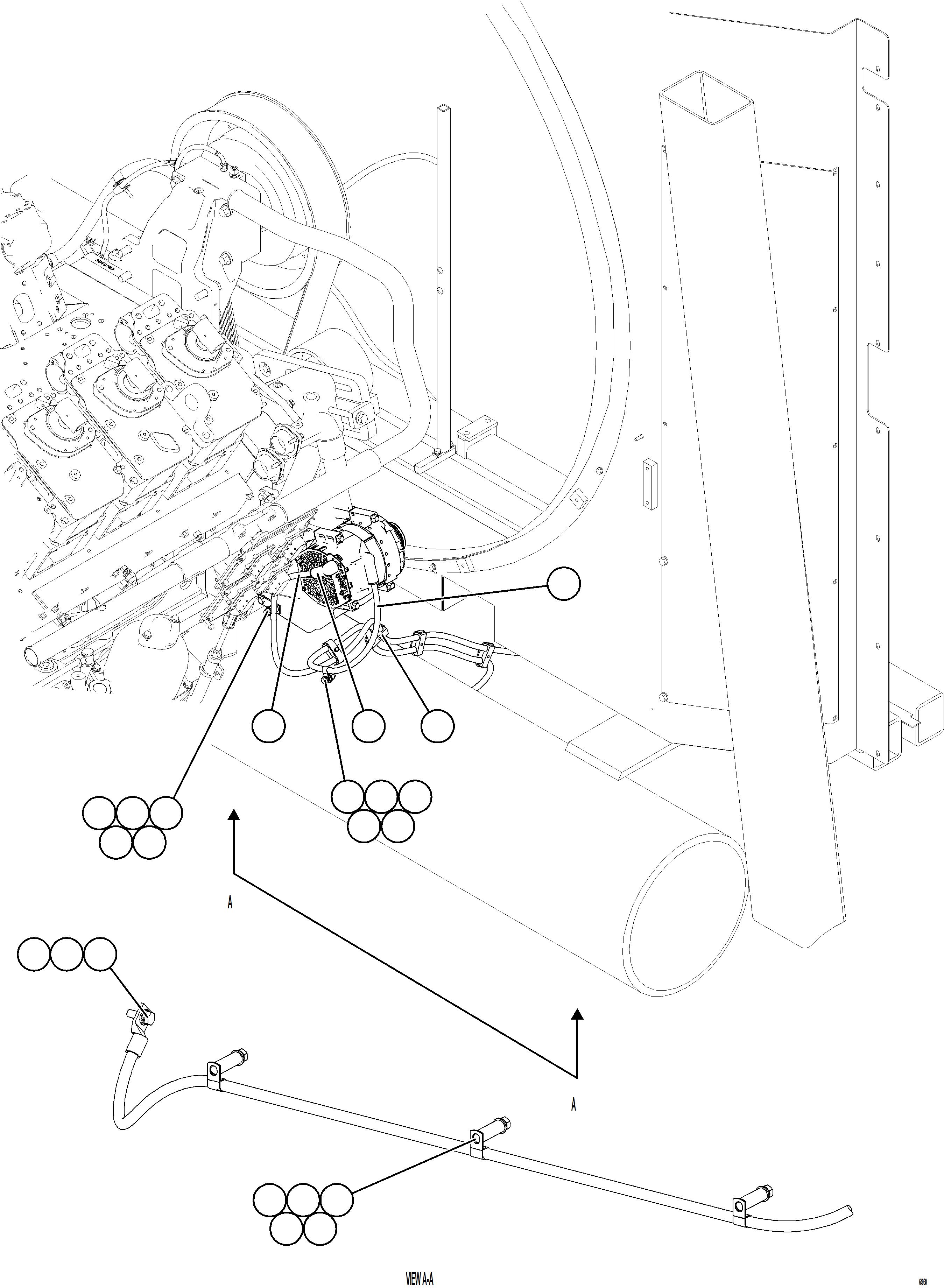 Komatsu parts book diagram for AFE75-BC 980E-5 S/N A50221  KCH: BATTERY CHARGING ALTERNATOR WIRING