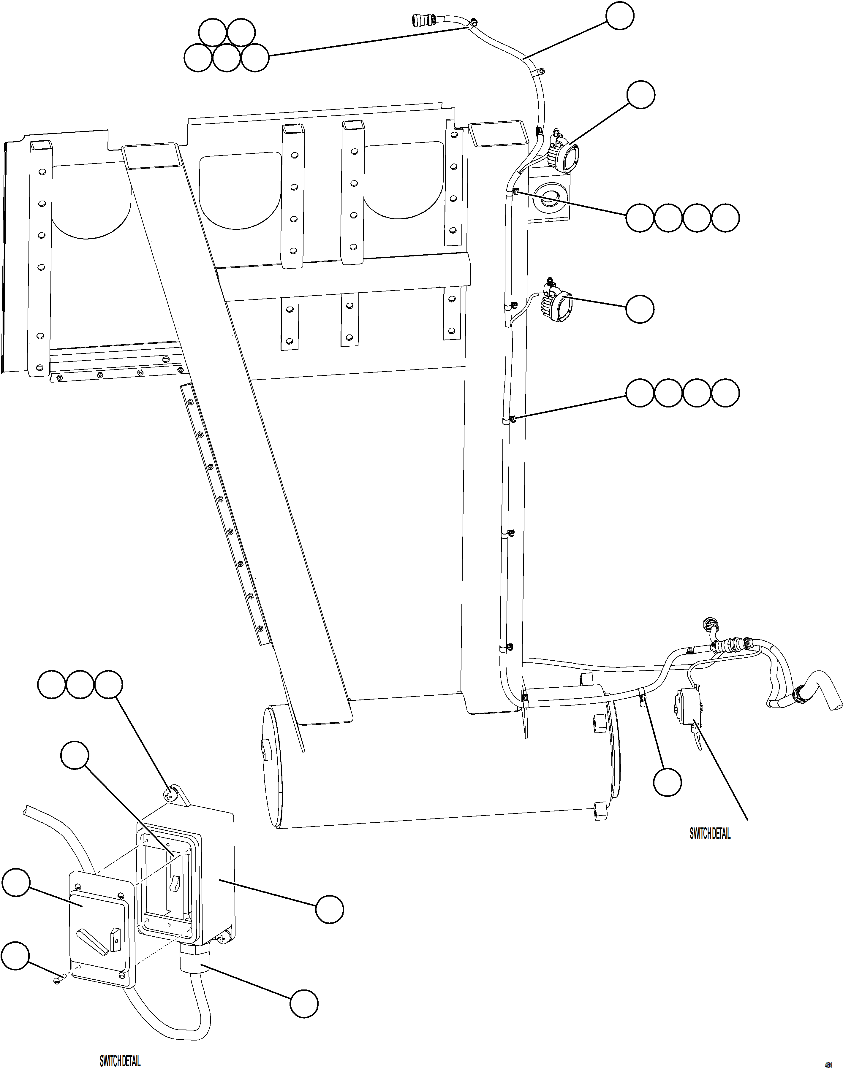 Komatsu parts book diagram for AFE75-BC 980E-5 S/N A50221  KCH: LH ENGINE BAY LIGHTS & SWITCH