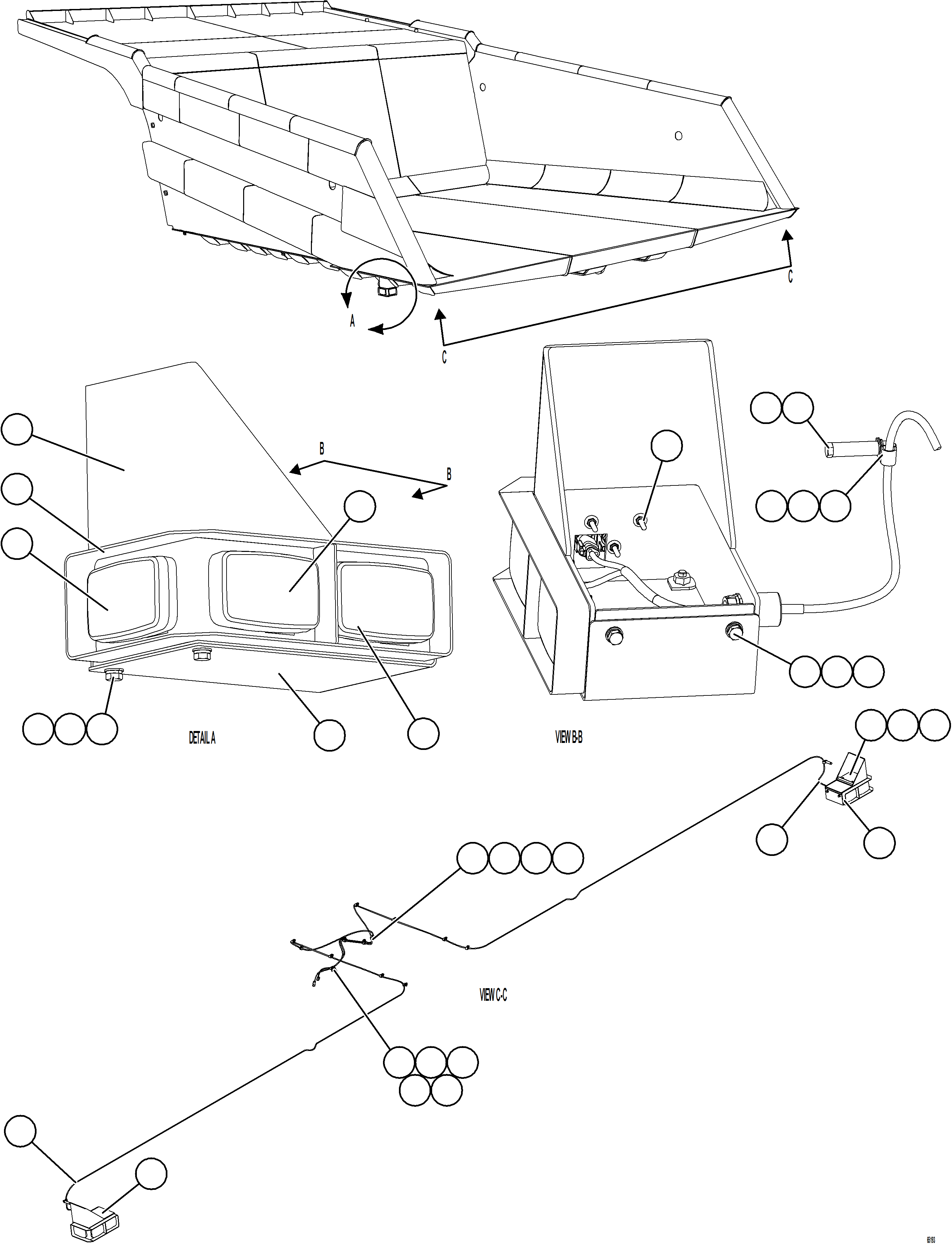 Komatsu parts book diagram for AFE75-BC 980E-5 S/N A50221  KCH: DUMP BODY CLEARANCE LIGHTS & TURN SIGNALS
