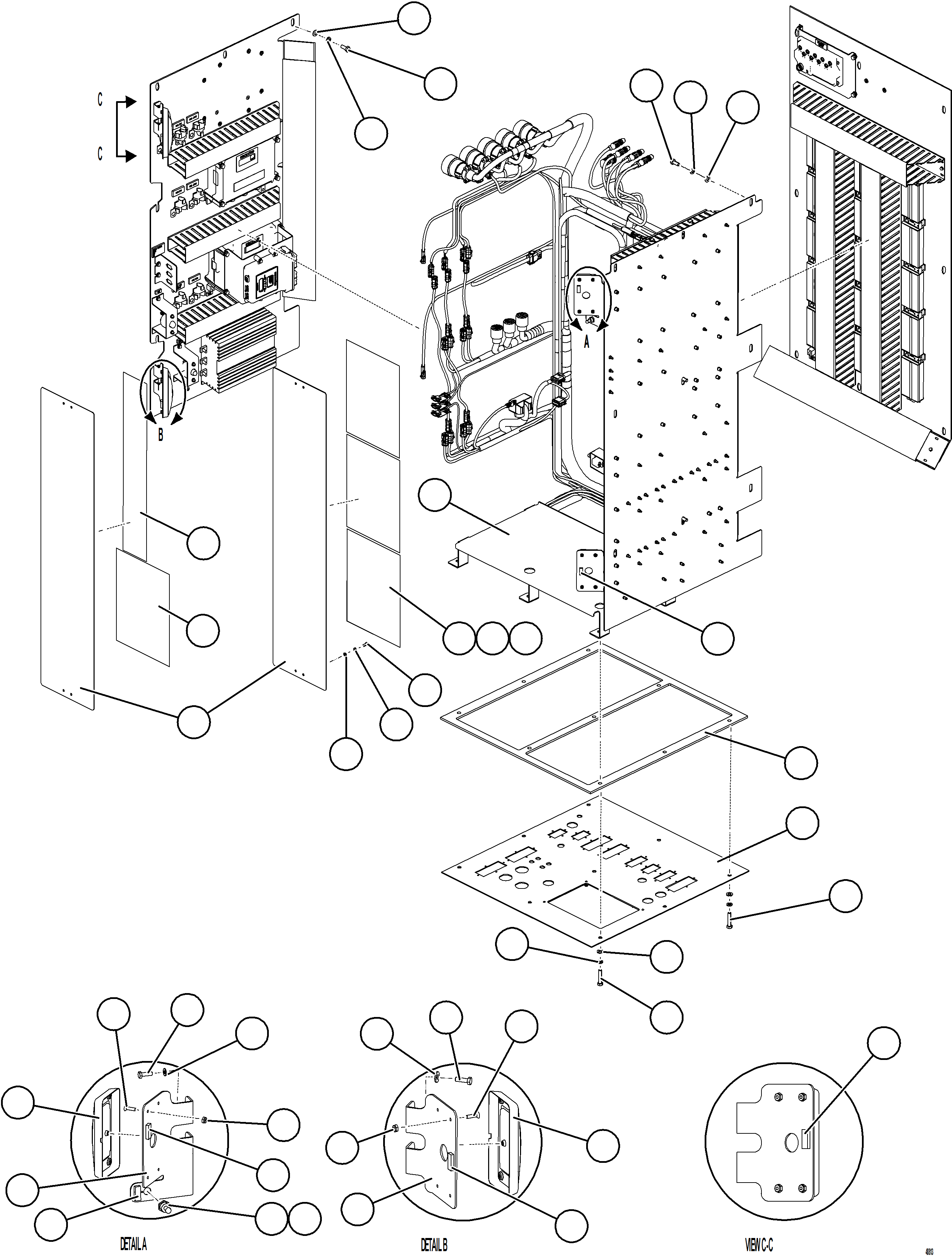 Komatsu parts book diagram for AFE75-BC 980E-5 S/N A50221  KCH: AUXILIARY CONTROL CABINET STRUCTURE    2/3
