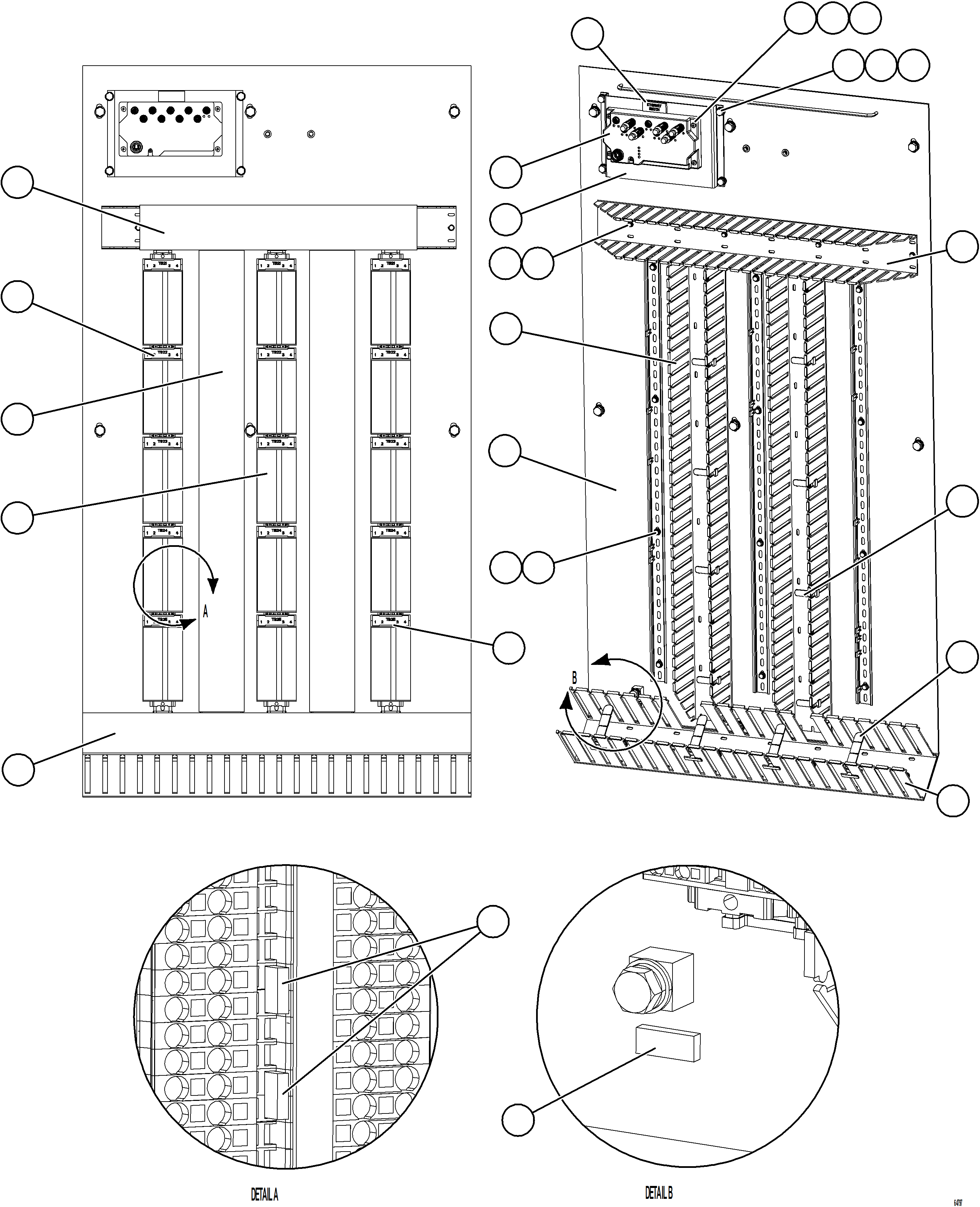 Komatsu parts book diagram for AFE75-BC 980E-5 S/N A50221  KCH: AUXILIARY CONTROL CABINET - REAR WALL