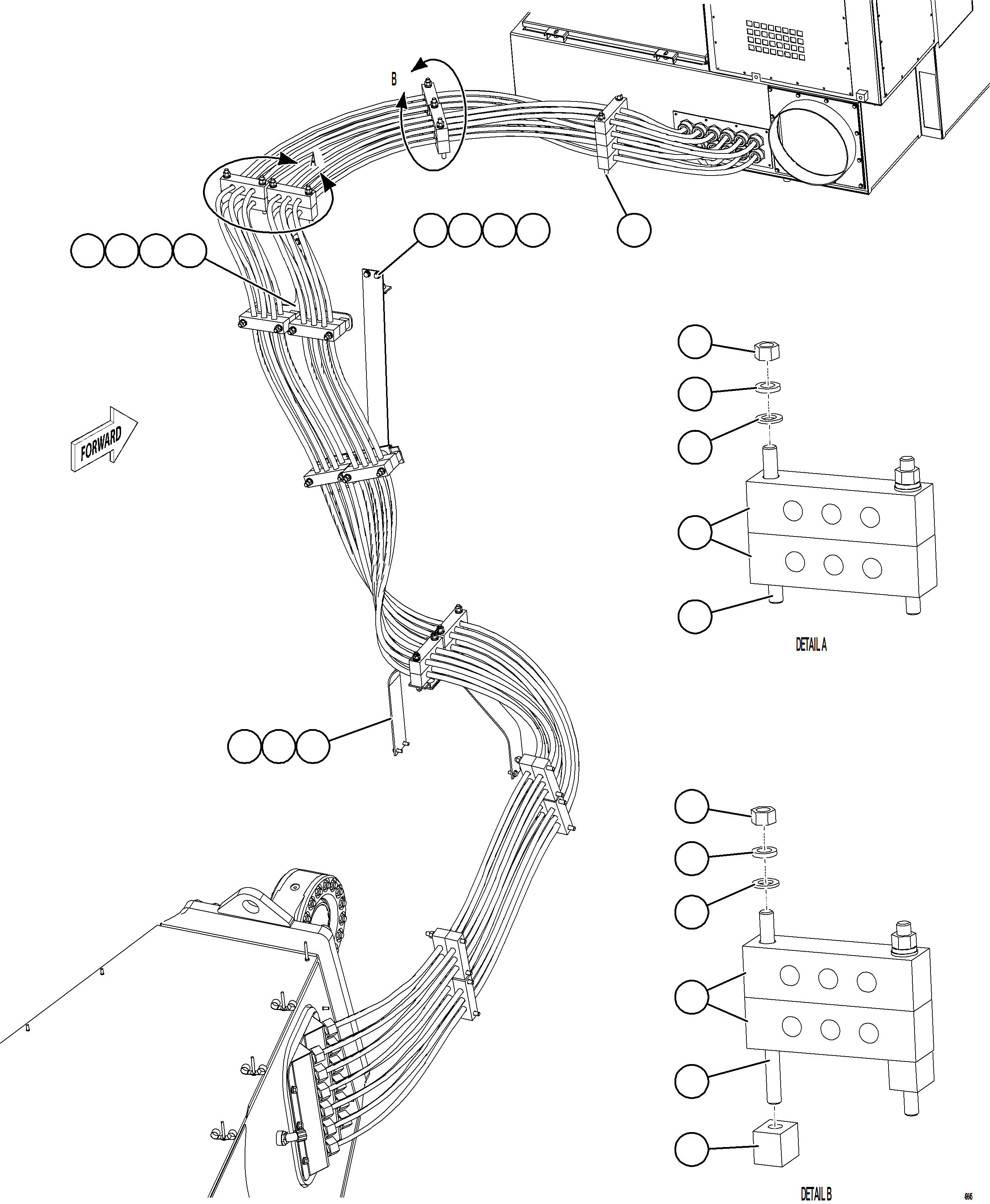 Komatsu parts book diagram for AFE75-BC 980E-5 S/N A50221  KCH: CONTROL CABINET EXTERNAL WIRING - WHEEL MOTOR