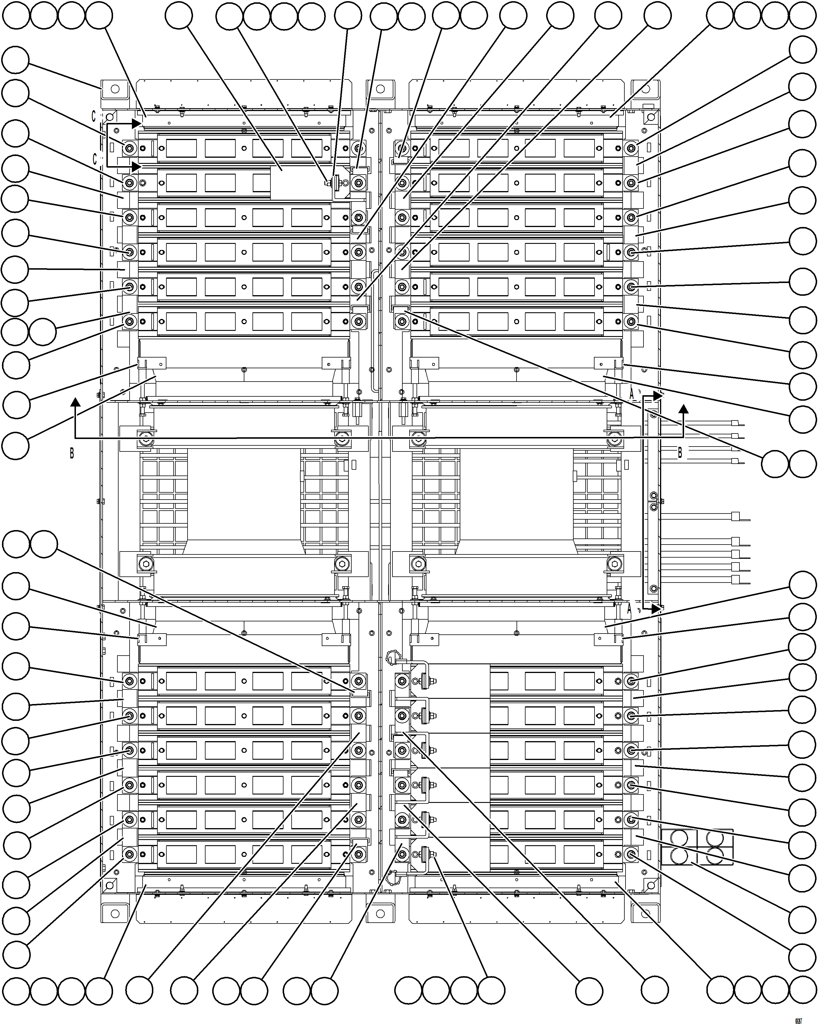 Komatsu parts book diagram for AFE75-BC 980E-5 S/N A50221  KCH: RETARDING GRID    1/3