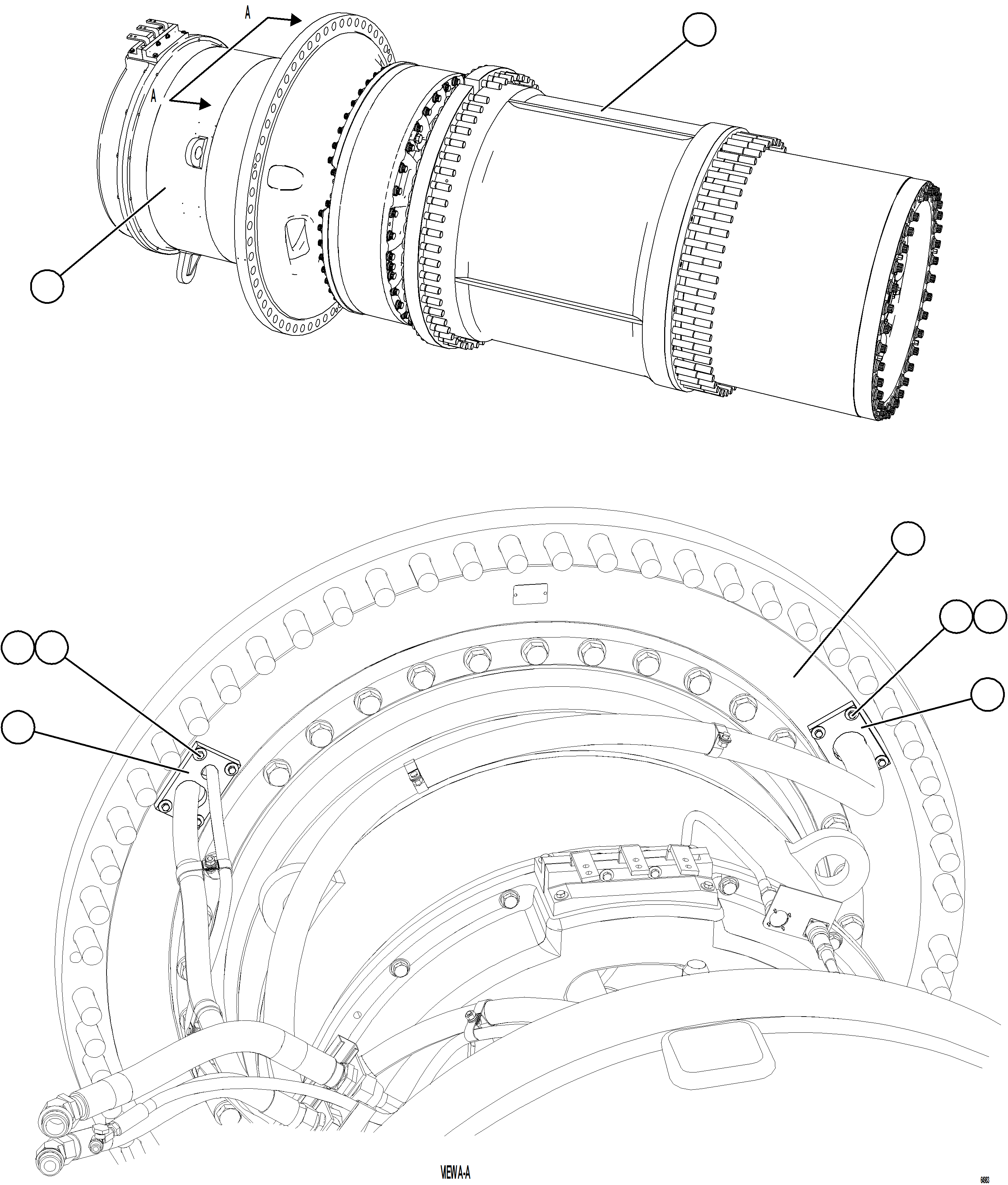 Komatsu parts book diagram for AFE75-BC 980E-5 S/N A50221  KCH: WHEEL MOTOR ROTOR ASSEMBLY