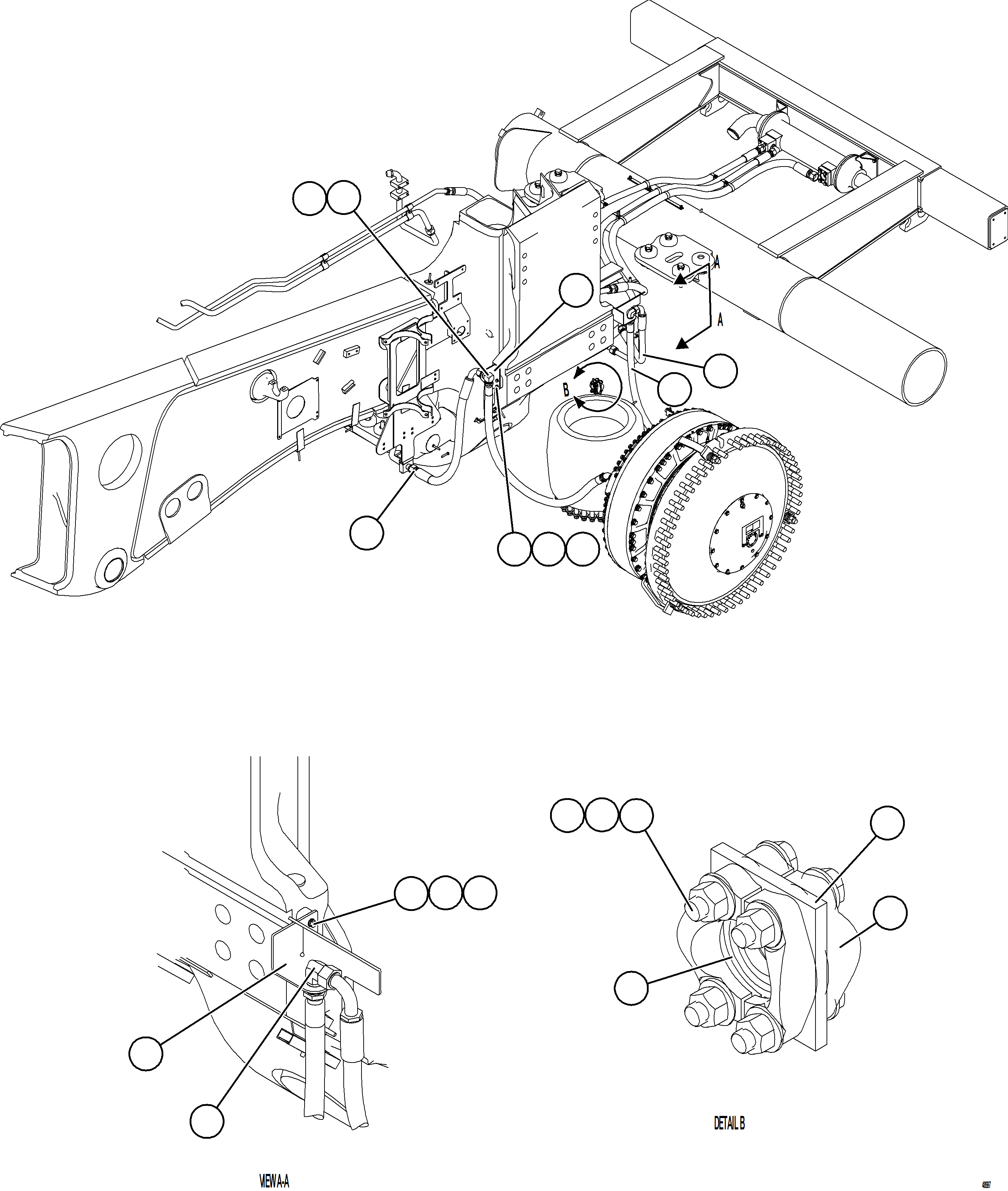 Komatsu parts book diagram for AFE75-BC 980E-5 S/N A50221  KCH: BRAKE COOLING PIPING - RIGHT FRONT    2/2