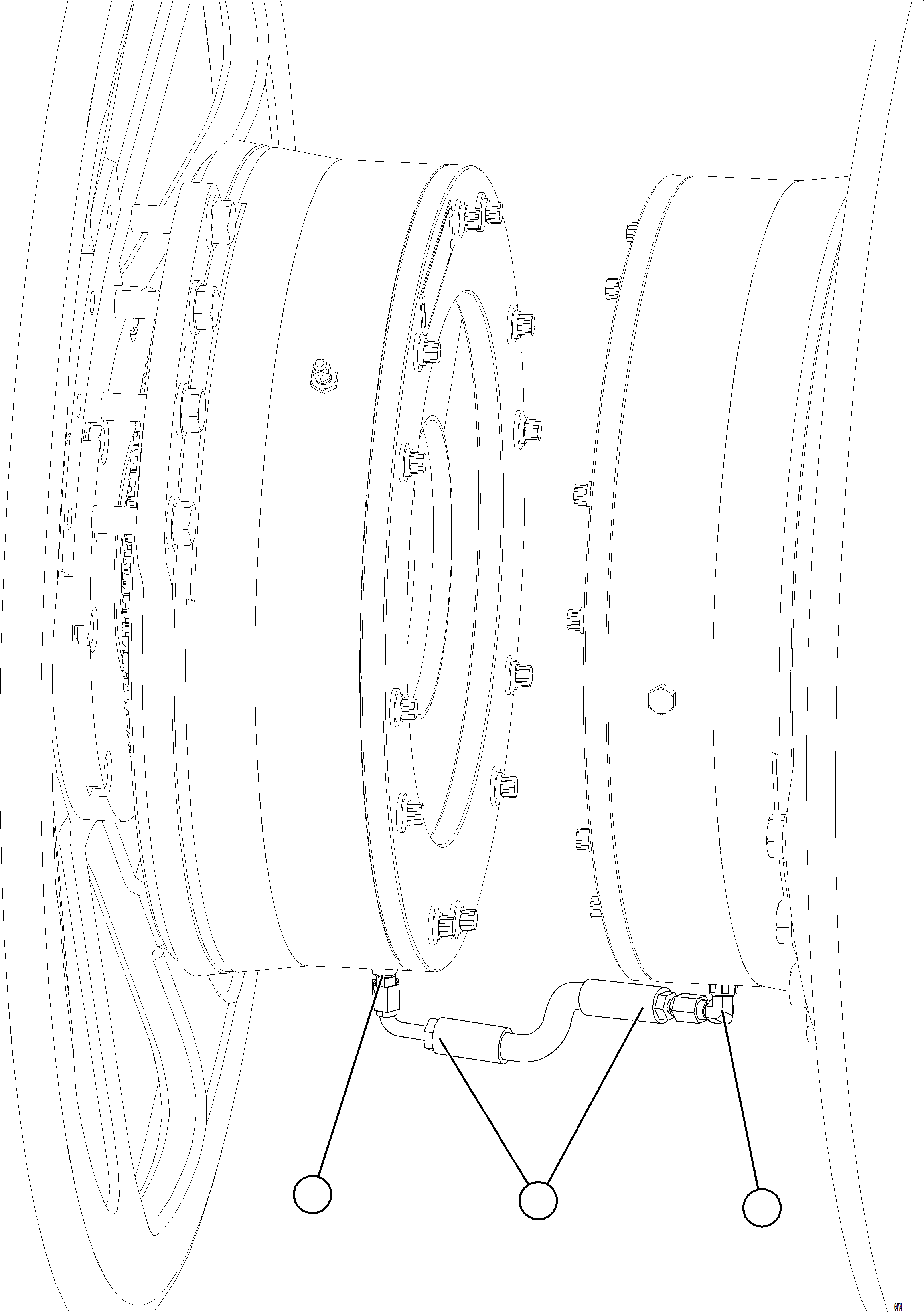 Komatsu parts book diagram for AFE75-BC 980E-5 S/N A50221  KCH: PARKING BRAKE PIPING