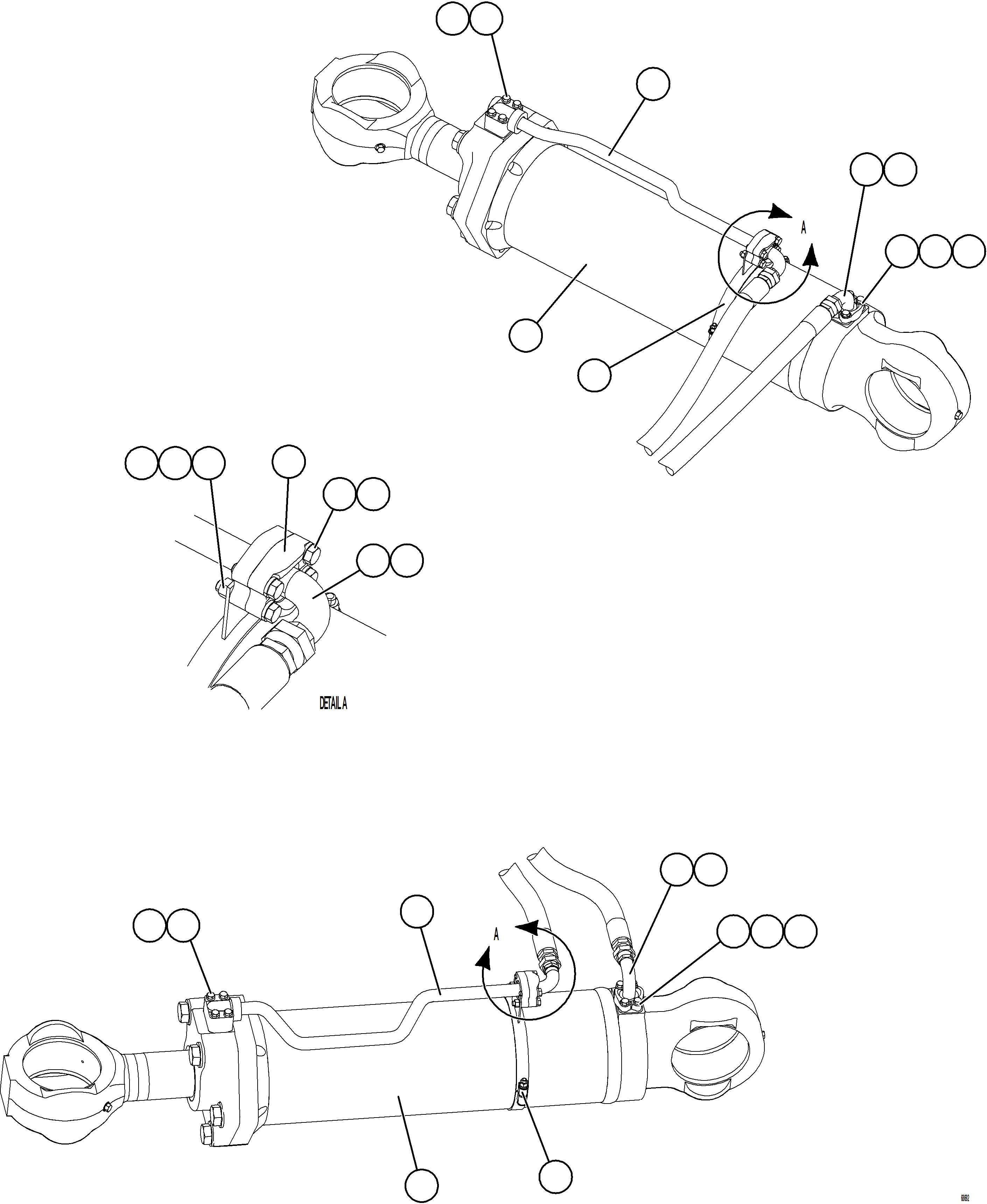 Komatsu parts book diagram for AFE75-BC 980E-5 S/N A50221  KCH: STEERING CYLINDER PIPING    2/2