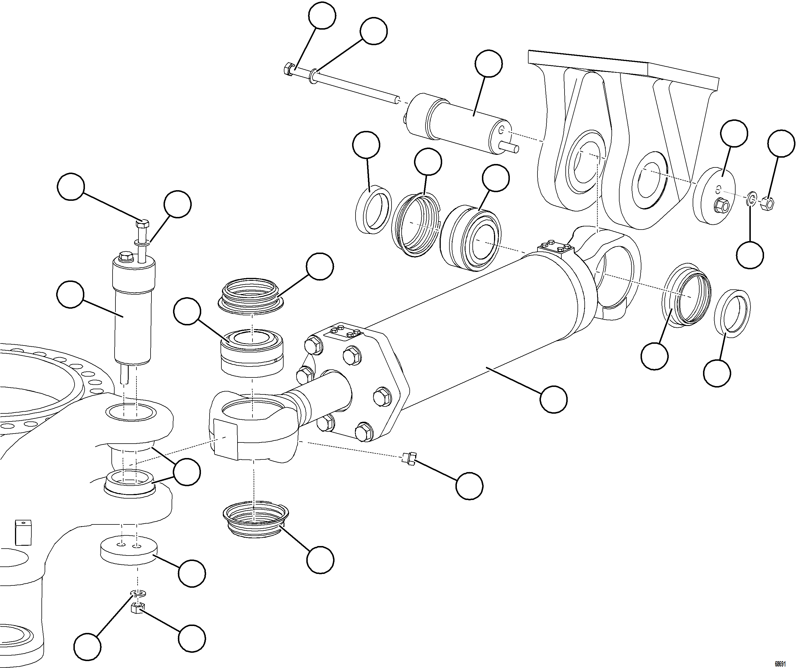 Komatsu parts book diagram for AFE75-BC 980E-5 S/N A50221  KCH: STEERING CYLINDER INSTALLATION    1/2