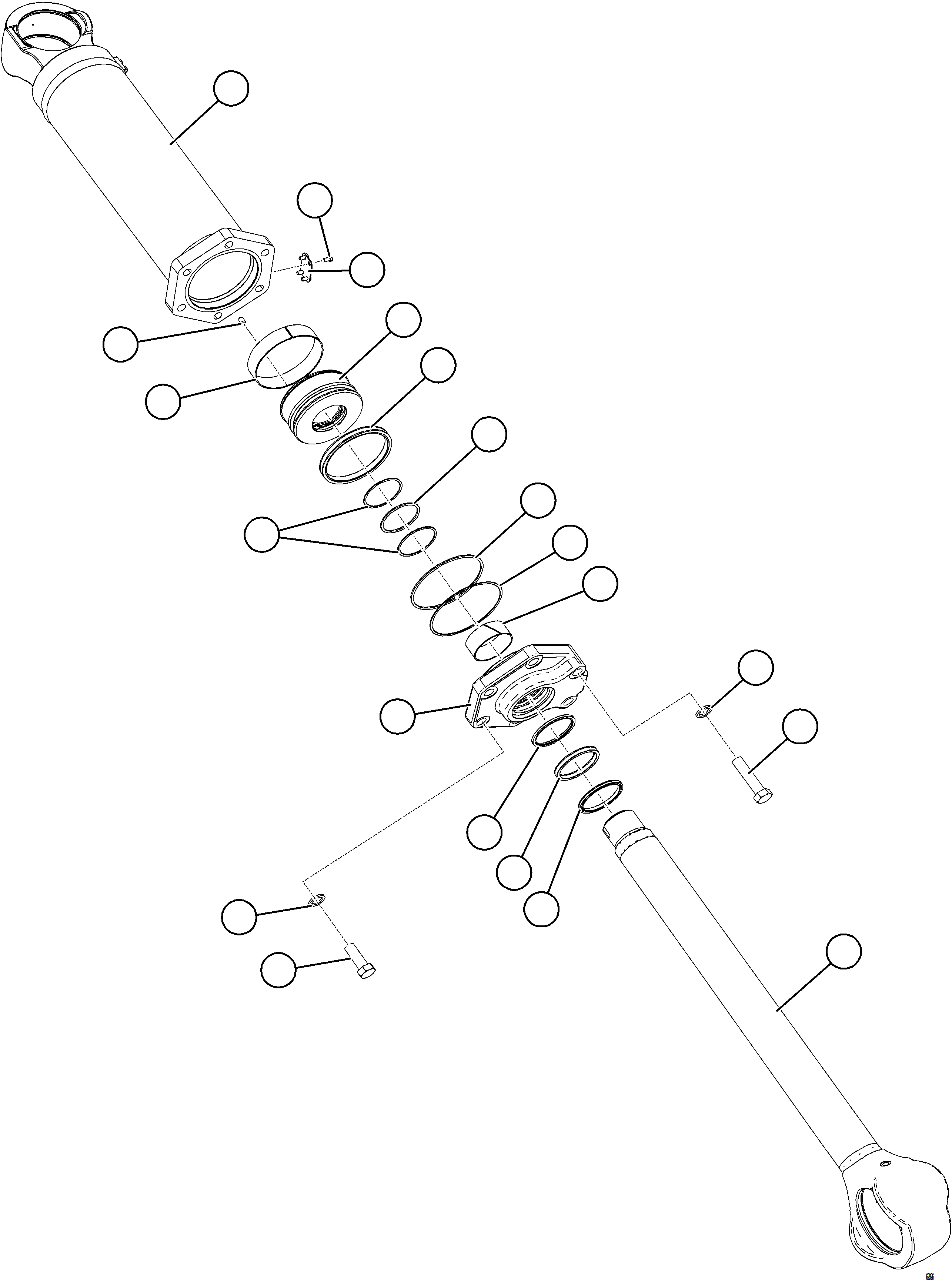 Komatsu parts book diagram for AFE75-BC 980E-5 S/N A50221  KCH: STEERING CYLINDER W/BEARINGS