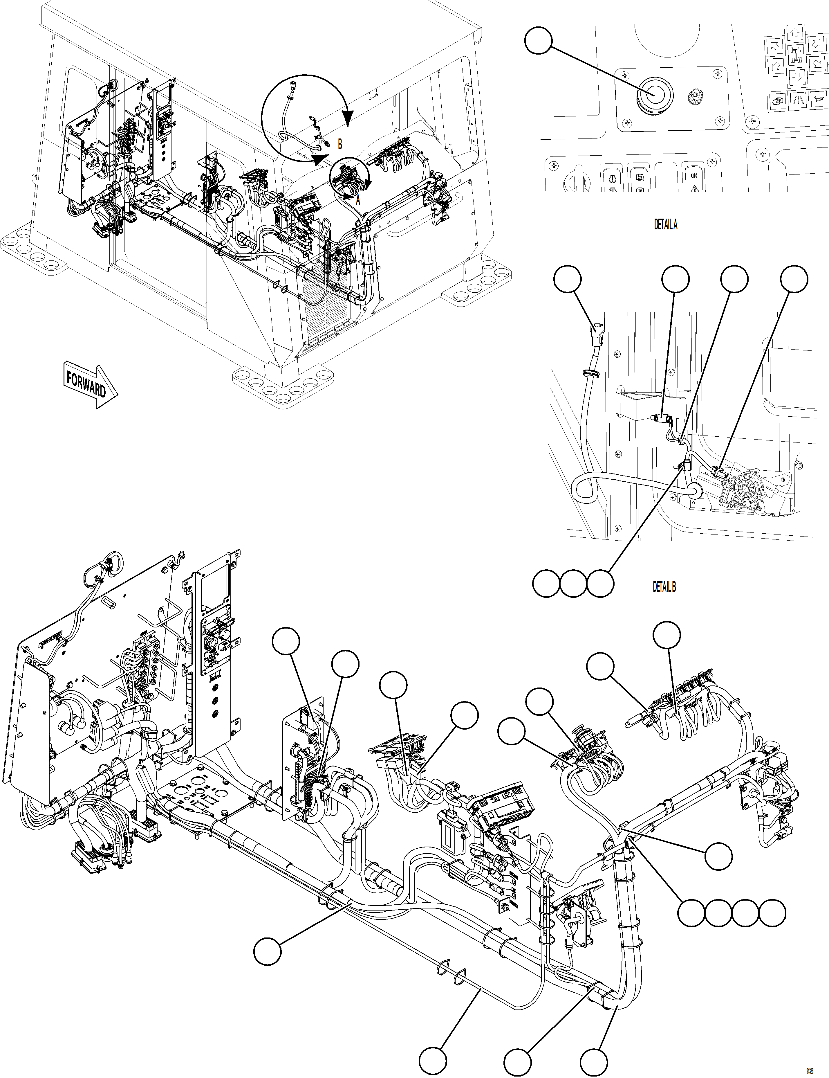 Komatsu parts book diagram for AFE75-BC 980E-5 S/N A50221  KCH: CAB ELECTRICAL - BACK WALL    1/2