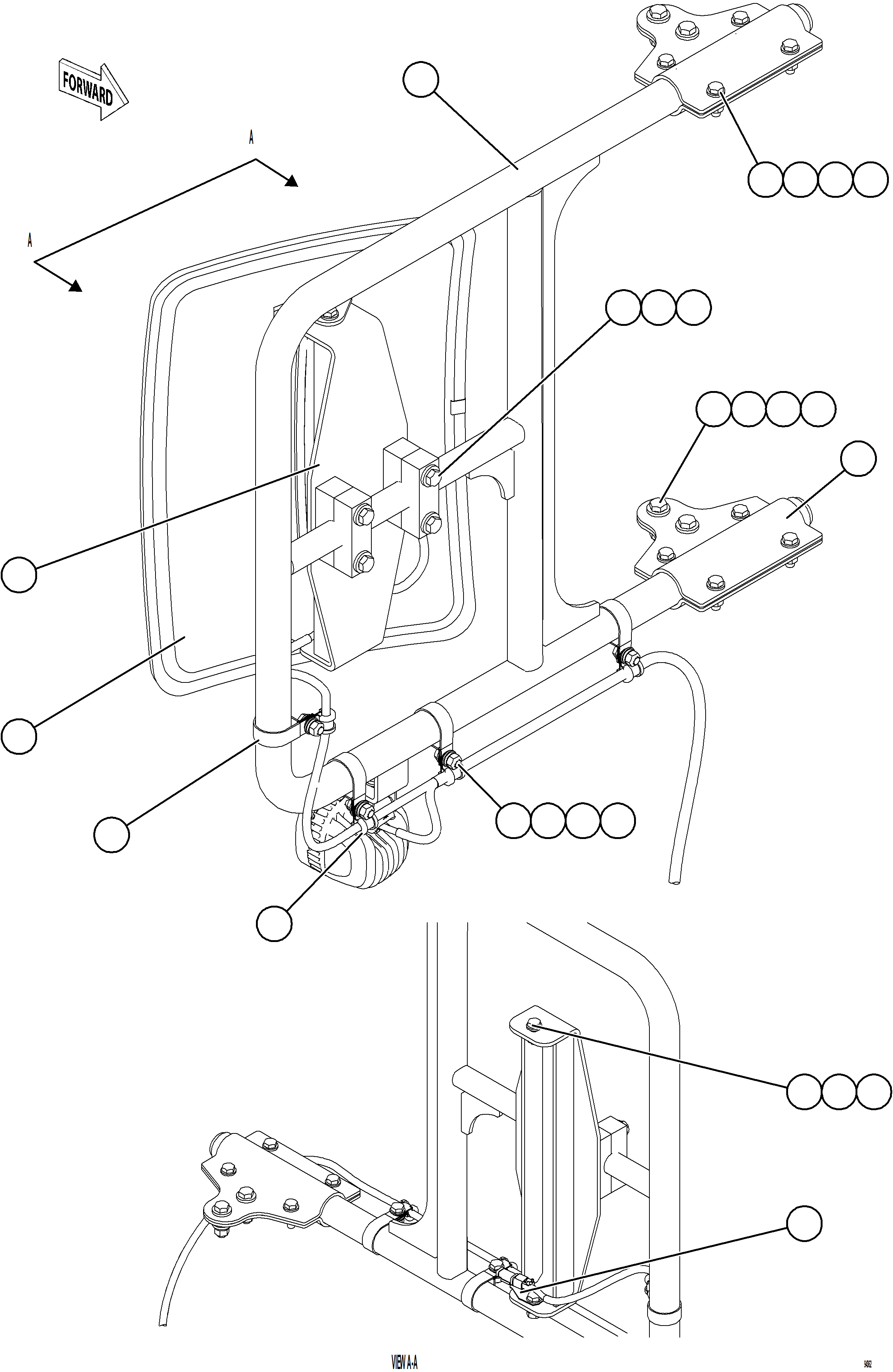 Komatsu parts book diagram for AFE75-BC 980E-5 S/N A50221  KCH: RH MIRROR INSTALLATION