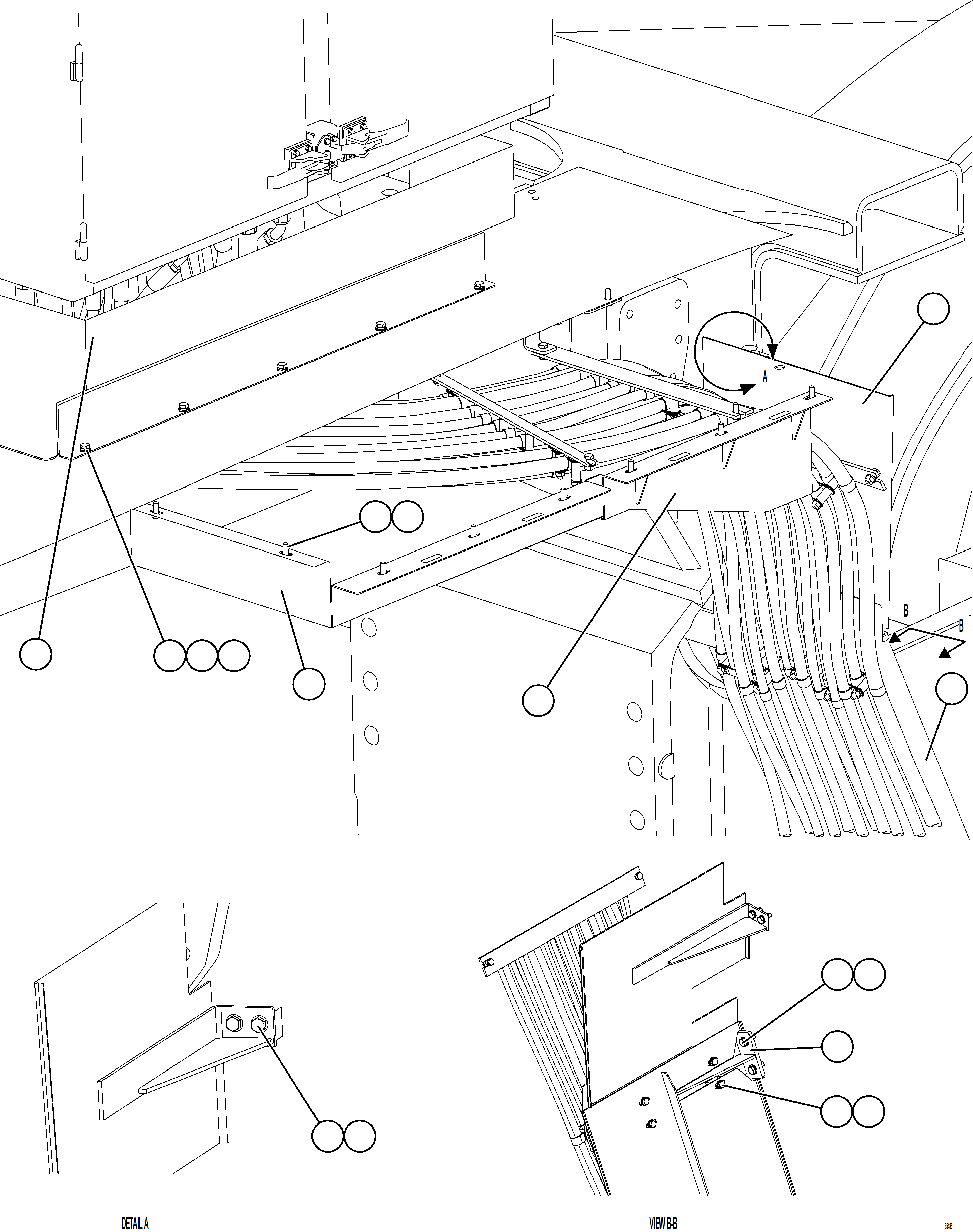 Komatsu parts book diagram for AFE75-BC 980E-5 S/N A50221  KCH: HYDRAULIC HOSE SHIELDS