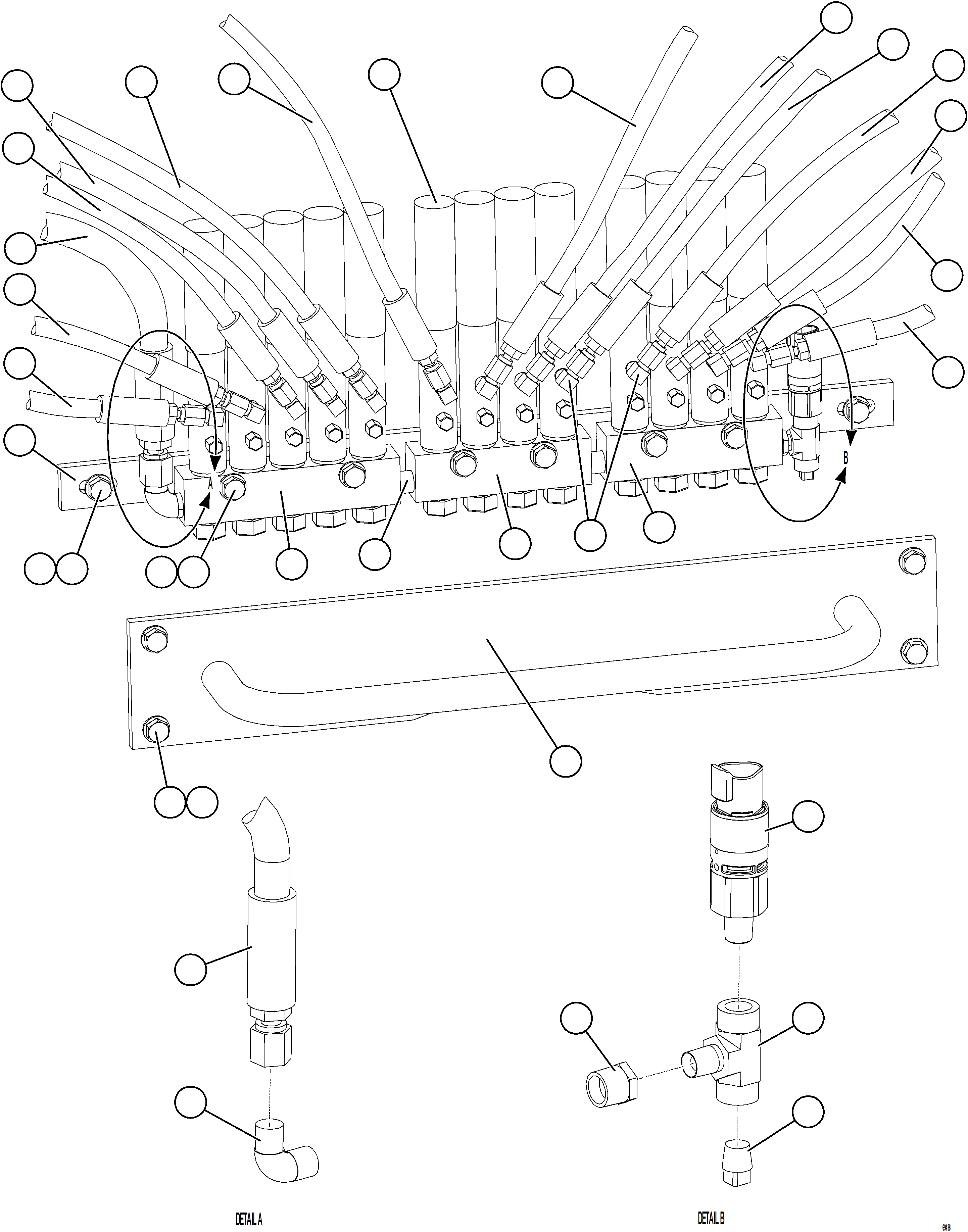 Komatsu parts book diagram for AFE75-BC 980E-5 S/N A50221  KCH: AUTOMATIC LUBRICATION SYSTEM PIPING - REAR    1/3