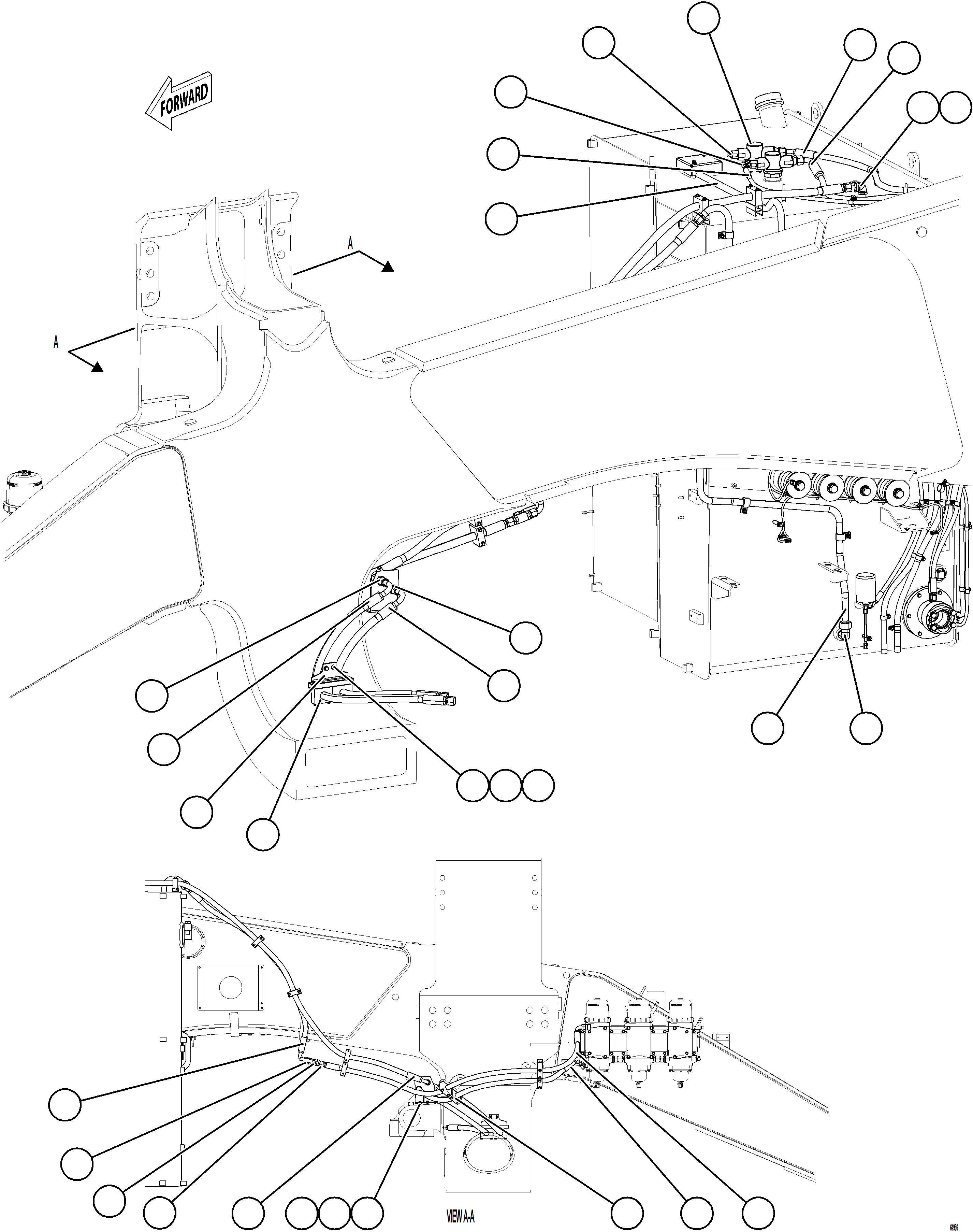 Komatsu parts book diagram for AFE75-BK 980E-5 S/N A50255 - A50256,A50257,A50260 - A50269,A50271 - A50273  KNA: FUEL SYSTEM PIPING    1/4