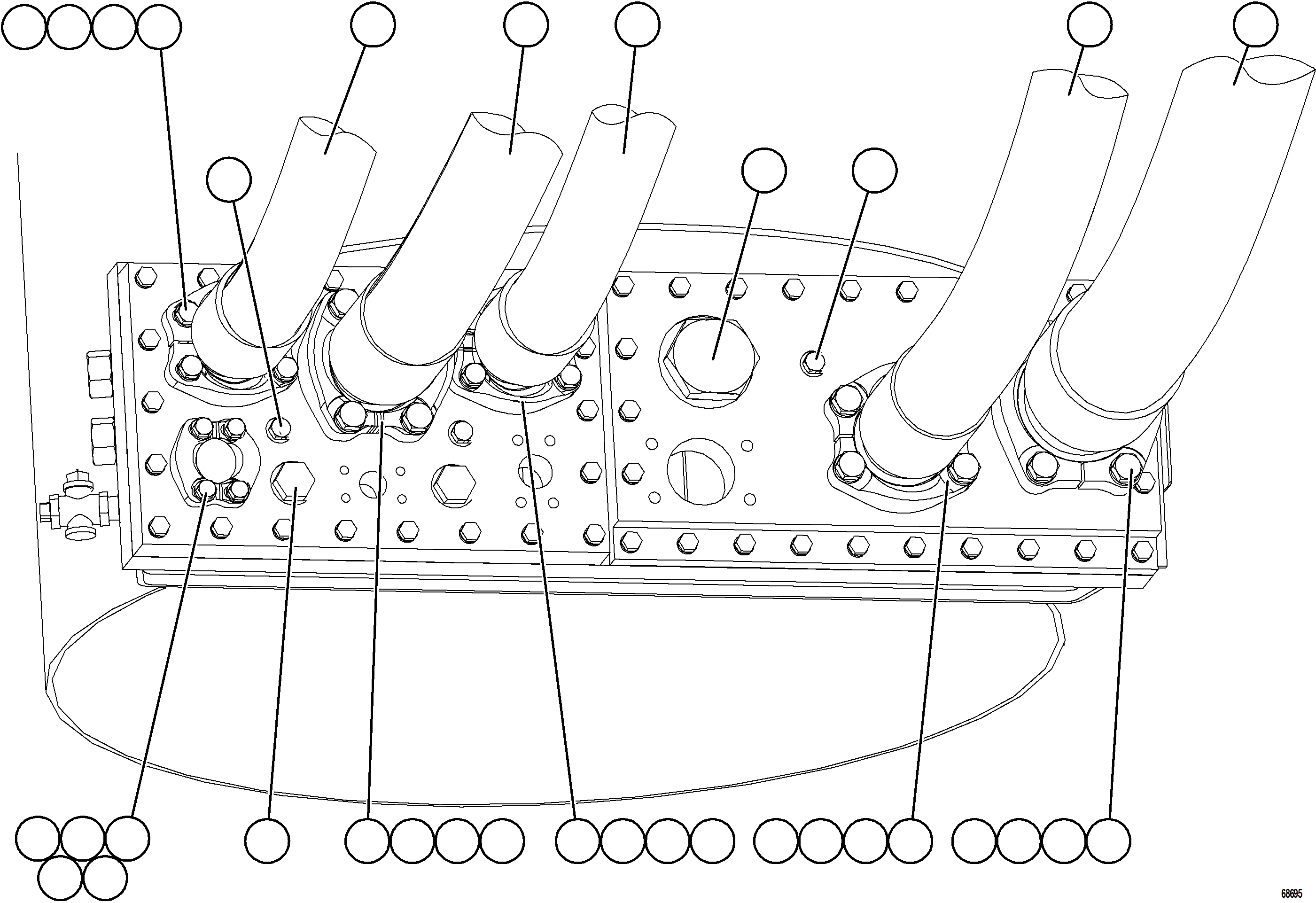 Komatsu parts book diagram for AFE75-BK 980E-5 S/N A50255 - A50256,A50257,A50260 - A50269,A50271 - A50273  KNA: HYDRAULIC TANK PIPING - HOIST CIRCUIT