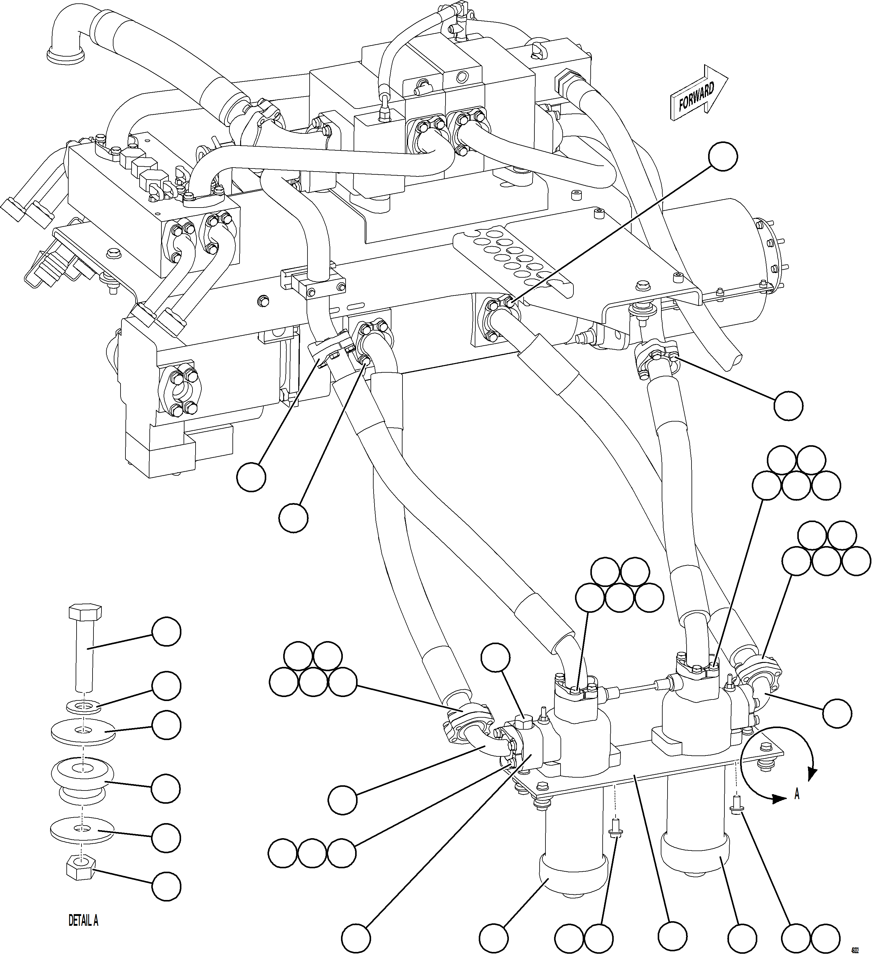 Komatsu parts book diagram for AFE75-BK 980E-5 S/N A50255 - A50256,A50257,A50260 - A50269,A50271 - A50273  KNA: HOIST FILTER PIPING & INSTALLATION