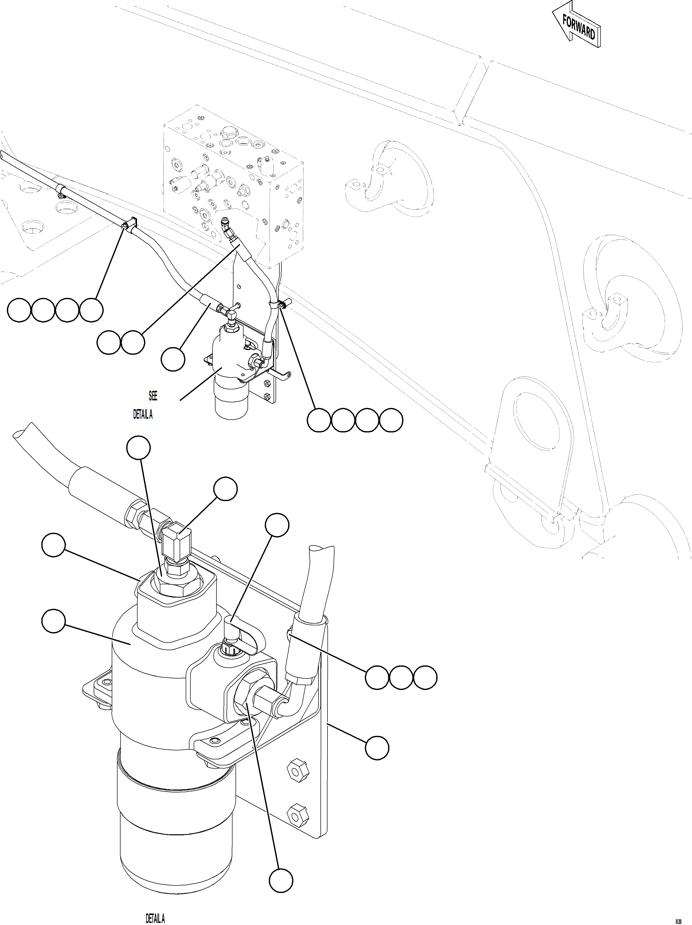 Komatsu parts book diagram for AFE75-BK 980E-5 S/N A50255 - A50256,A50257,A50260 - A50269,A50271 - A50273  KNA: BRAKE HYDRAULIC FILTER INSTALLATION