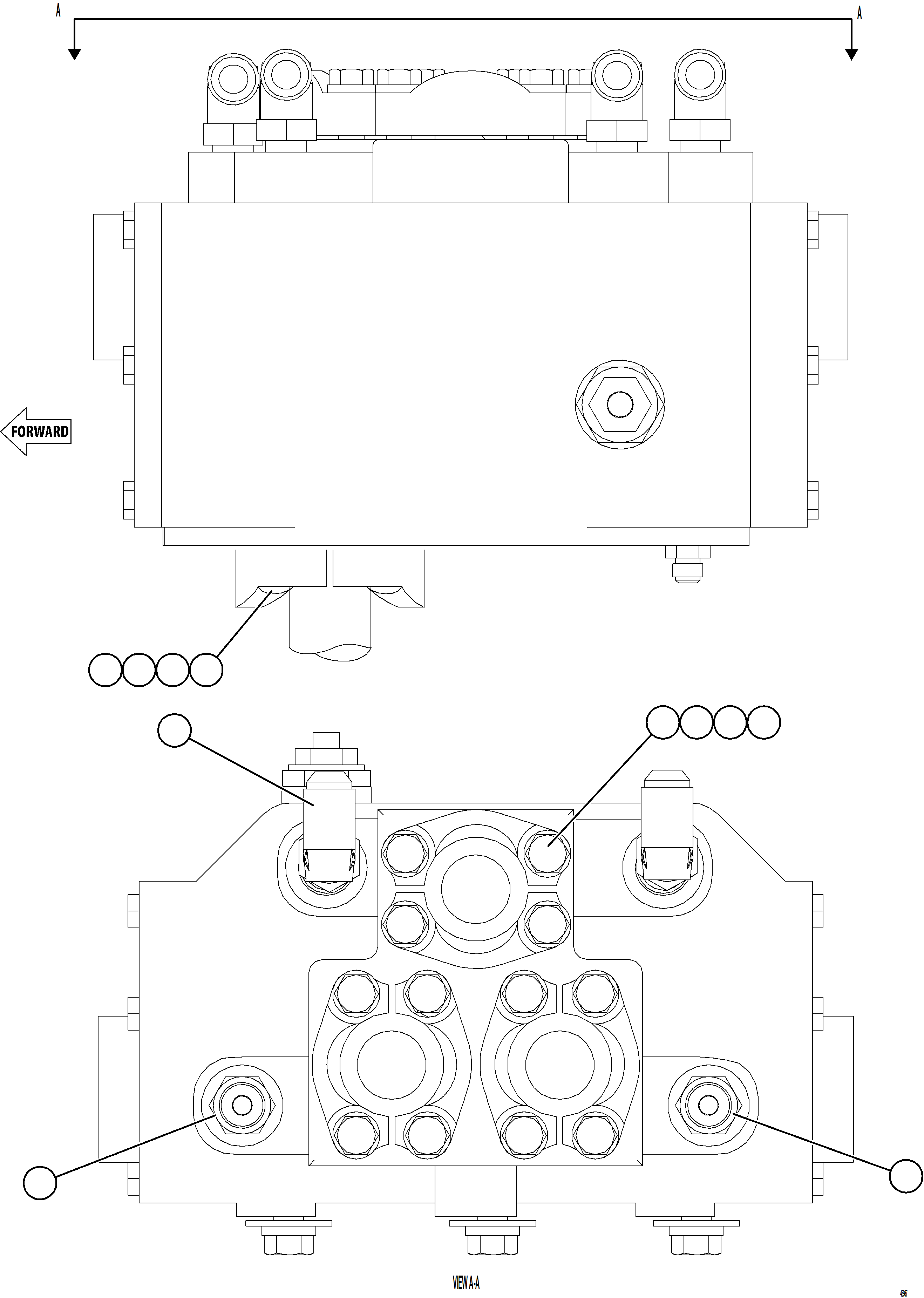 Komatsu parts book diagram for AFE75-BK 980E-5 S/N A50255 - A50256,A50257,A50260 - A50269,A50271 - A50273  KNA: FLOW AMPLIFIER HOSE FITTINGS