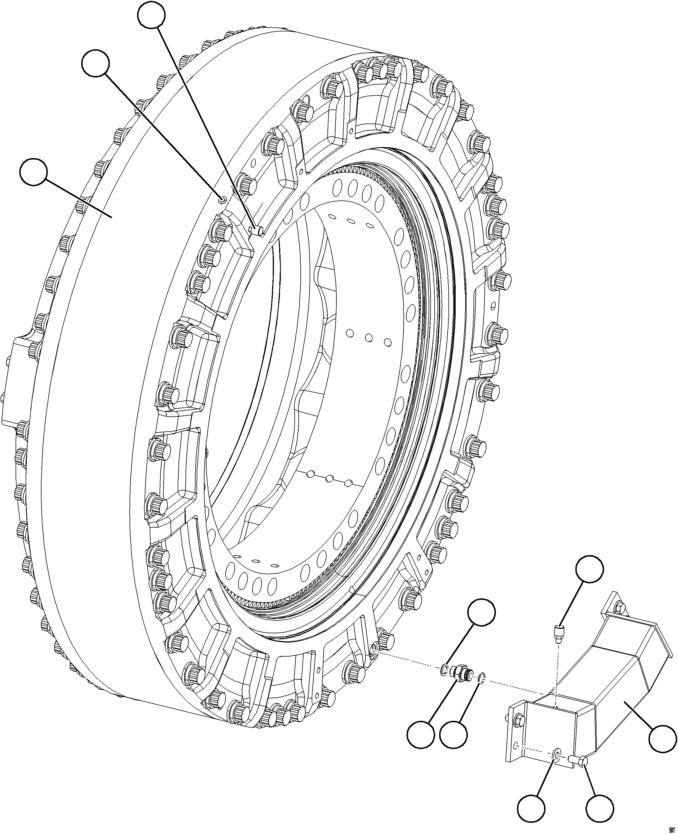 Komatsu parts book diagram for AFE75-BK 980E-5 S/N A50255 - A50256,A50257,A50260 - A50269,A50271 - A50273  KNA: SPINDLE, HUB AND BRAKE ASSEMBLY    2/3