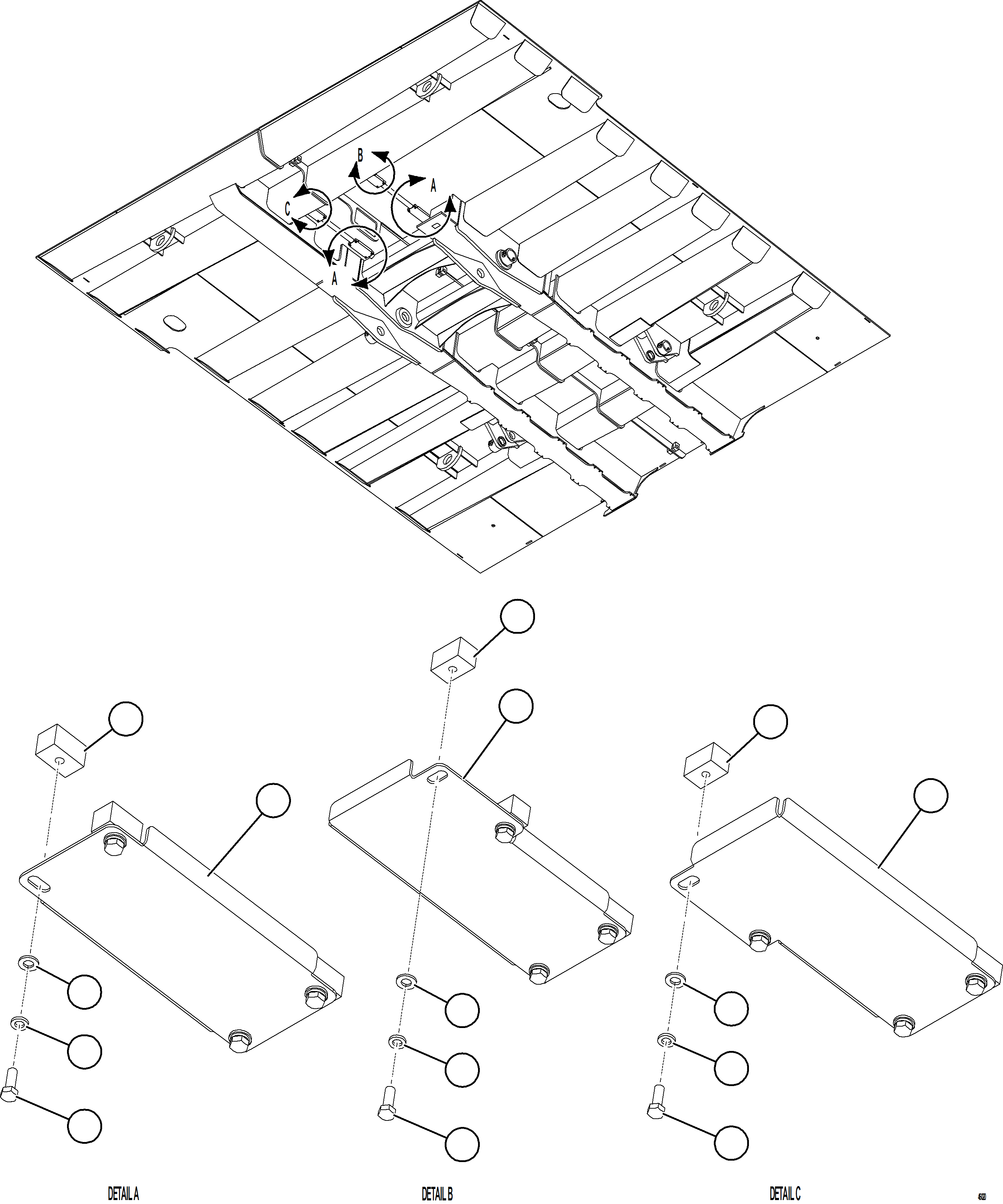 Komatsu parts book diagram for AFE75-BK 980E-5 S/N A50255 - A50256,A50257,A50260 - A50269,A50271 - A50273  KNA: BODY HEAT SHIELDS