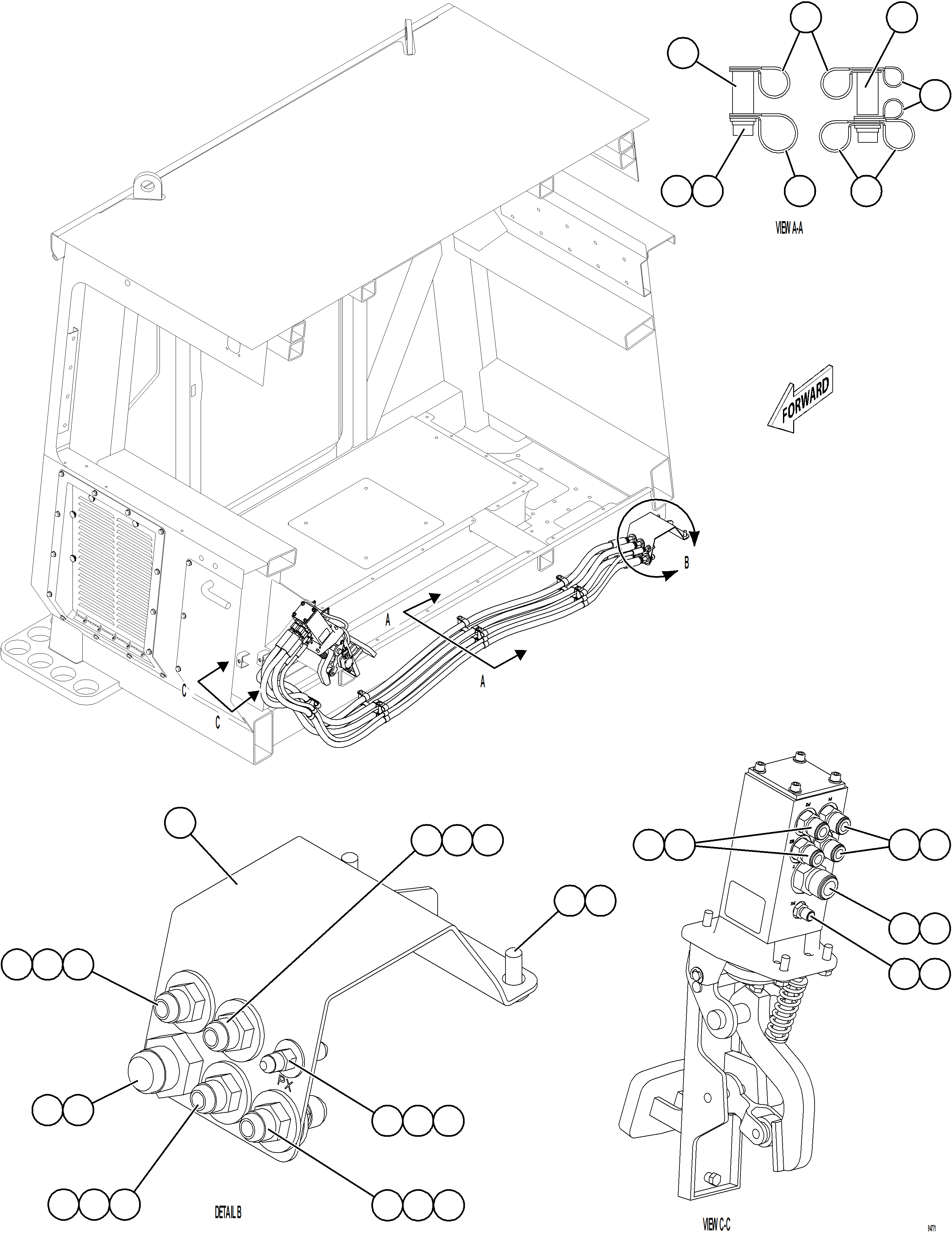 Komatsu parts book diagram for AFE75-BM 980E-5 S/N A50270,A50276  KNA: BRAKE VALVE PIPING    1/2