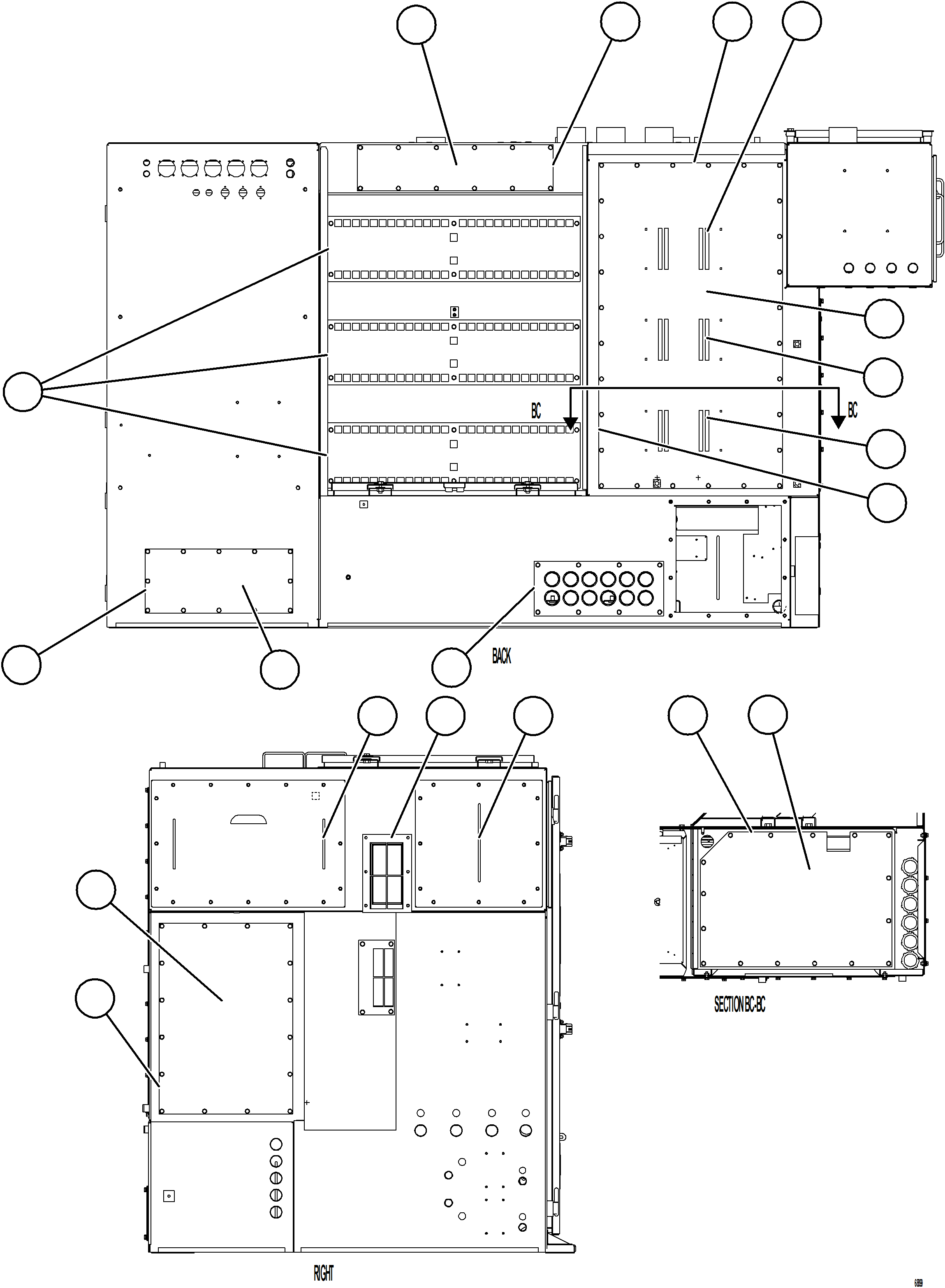Komatsu parts book diagram for AFE75-V 980E-5 S/N A50069 - A50070  ANTAPACCAY: CONTROL CABINET    13/15    58B-43-01001