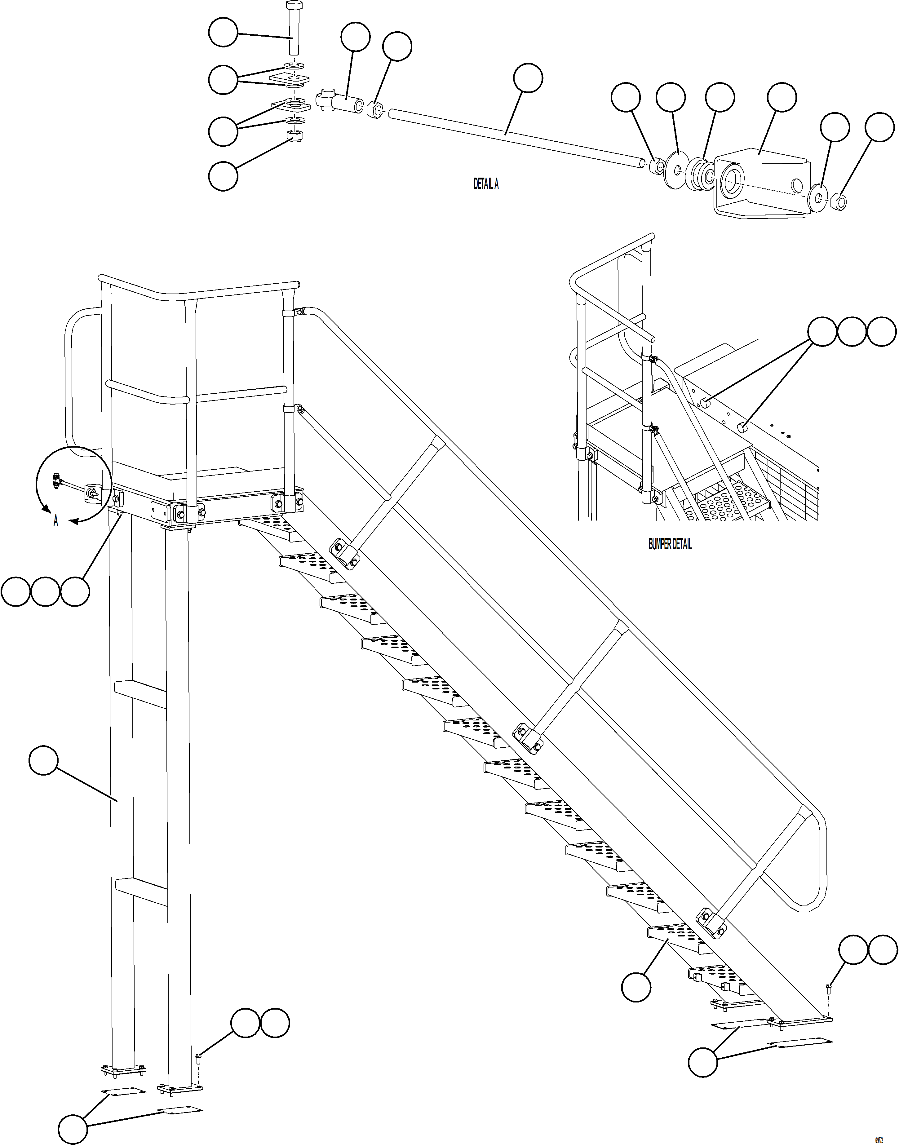 Komatsu parts book diagram for AFE75-V 980E-5 S/N A50069 - A50070  ANTAPACCAY: DIAGONAL LADDER INSTALLATION