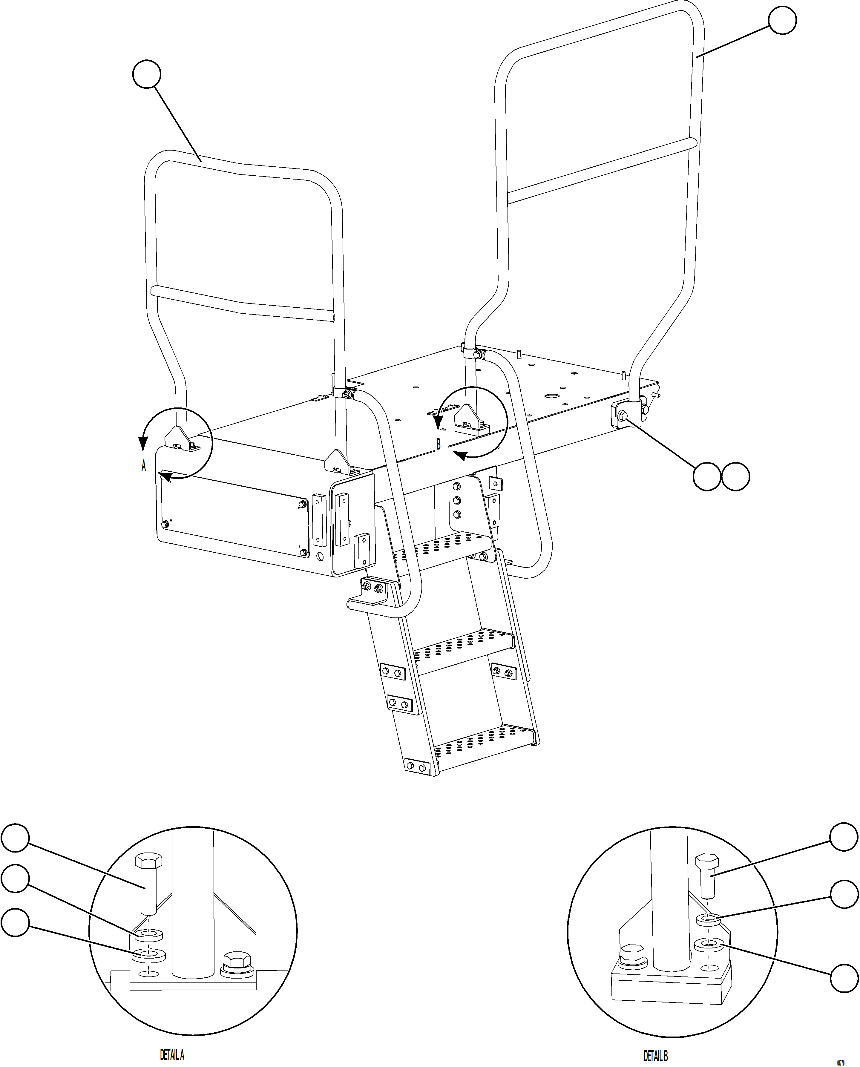 Komatsu parts book diagram for AFE75-V 980E-5 S/N A50069 - A50070  ANTAPACCAY: LH LOWER PLATFORM HANDRAILS