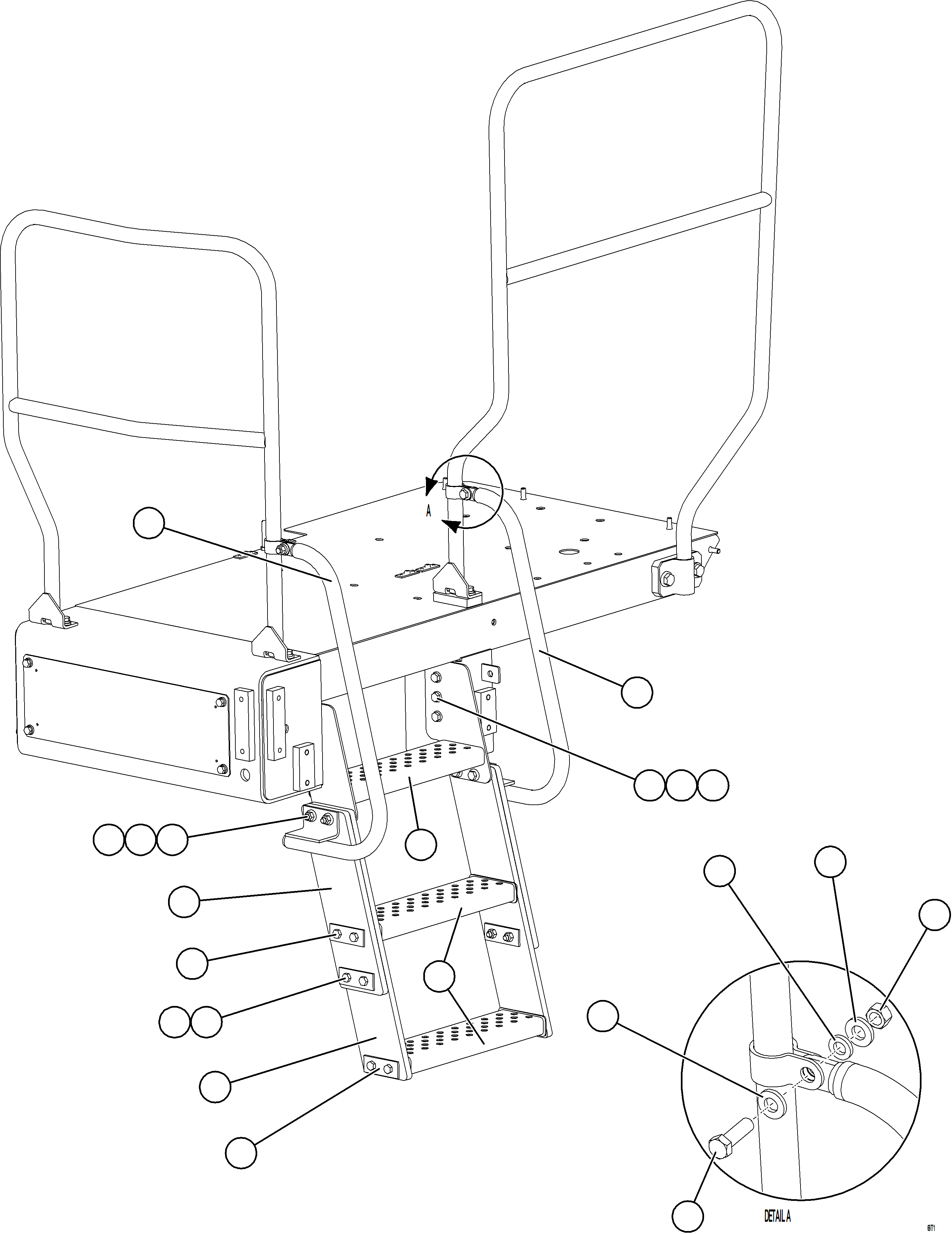 Komatsu parts book diagram for AFE75-V 980E-5 S/N A50069 - A50070  ANTAPACCAY: LH LOWER PLATFORM STEPS & HANDRAILS