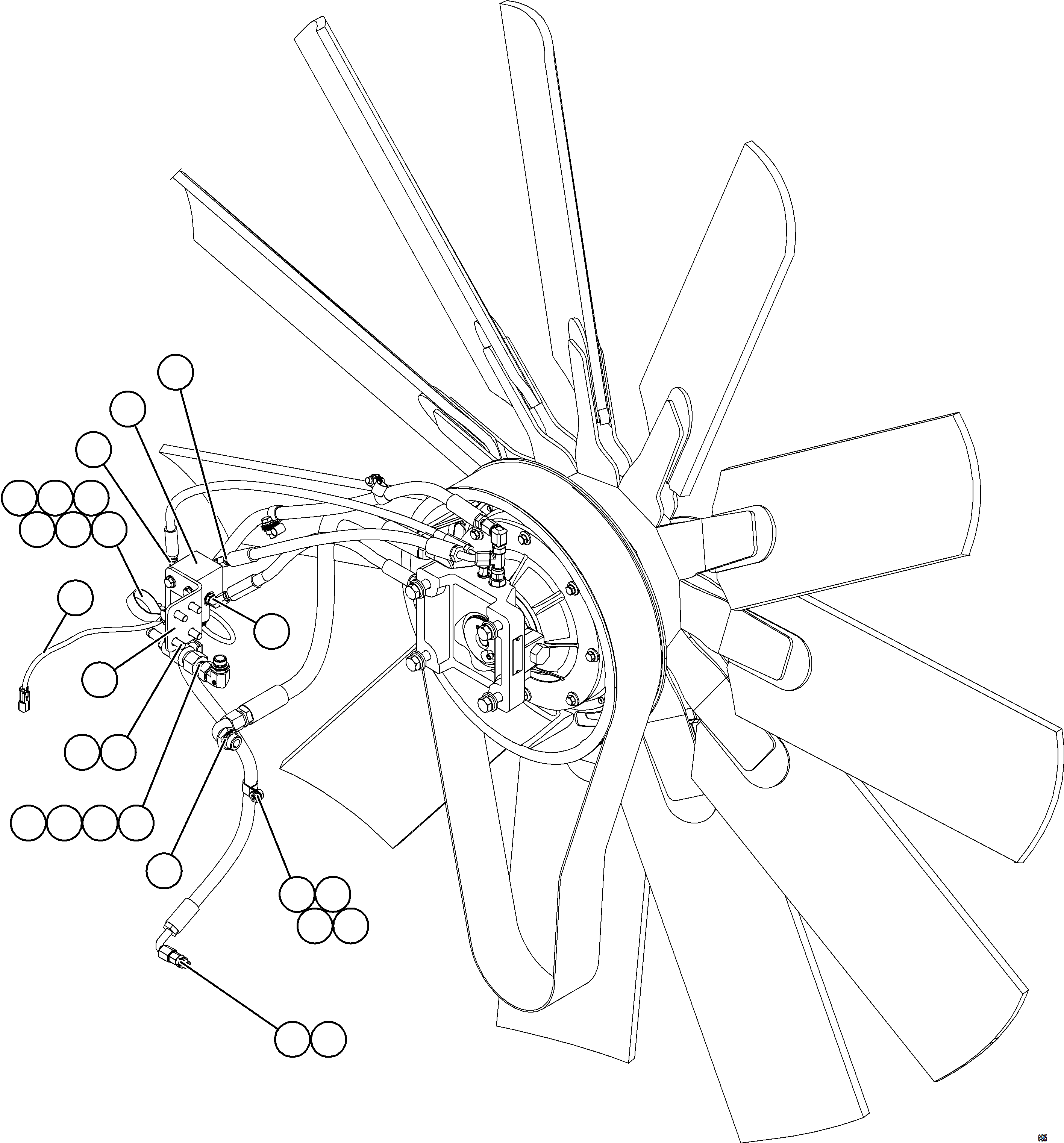 Komatsu parts book diagram for AFE75-W 980E-5 S/N A50071 - A50079  ESPERANZA SUR: FAN INSTALLATION    2/2