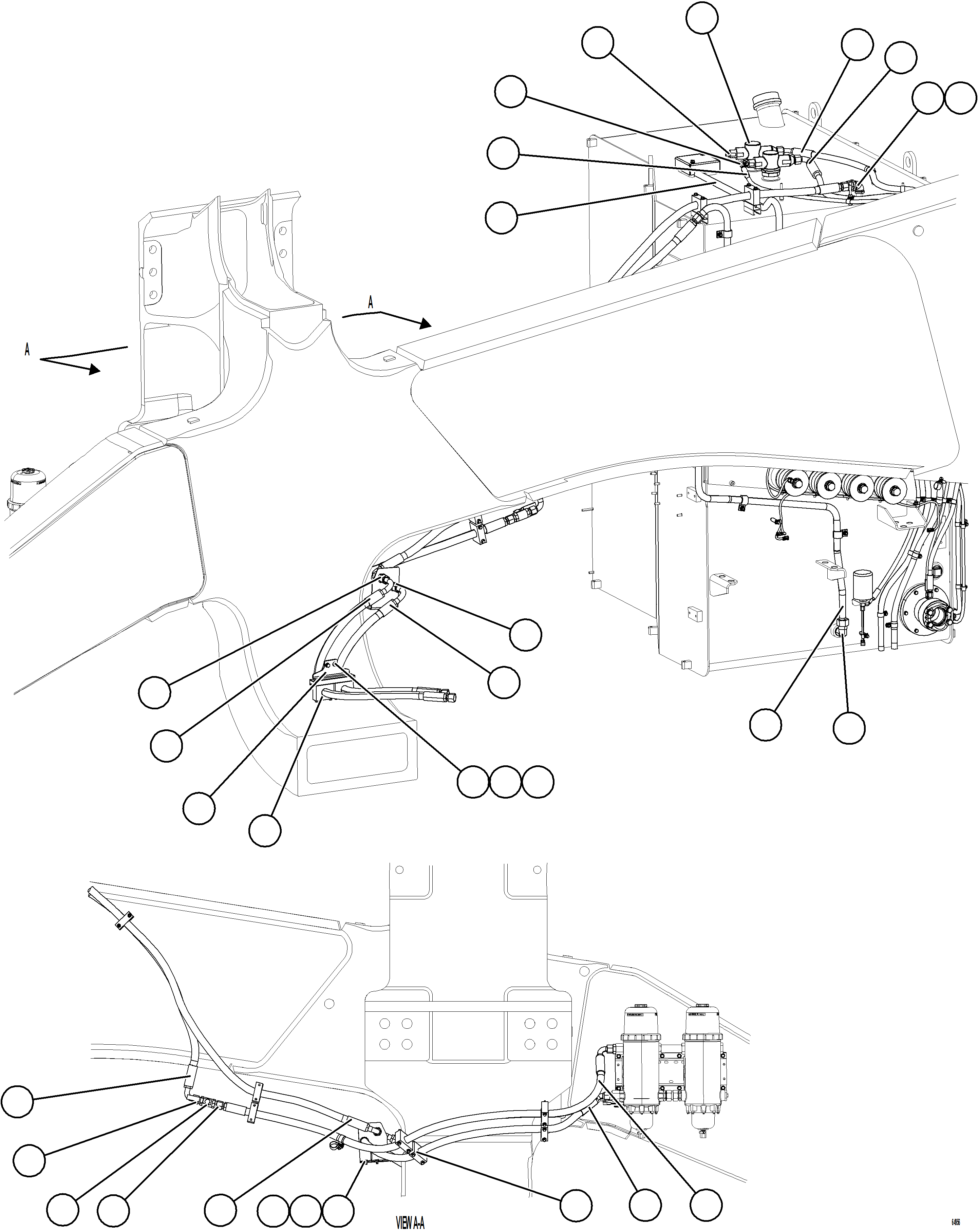 Komatsu parts book diagram for AFE75-W 980E-5 S/N A50071 - A50079  ESPERANZA SUR: FUEL SYSTEM PIPING    1/4