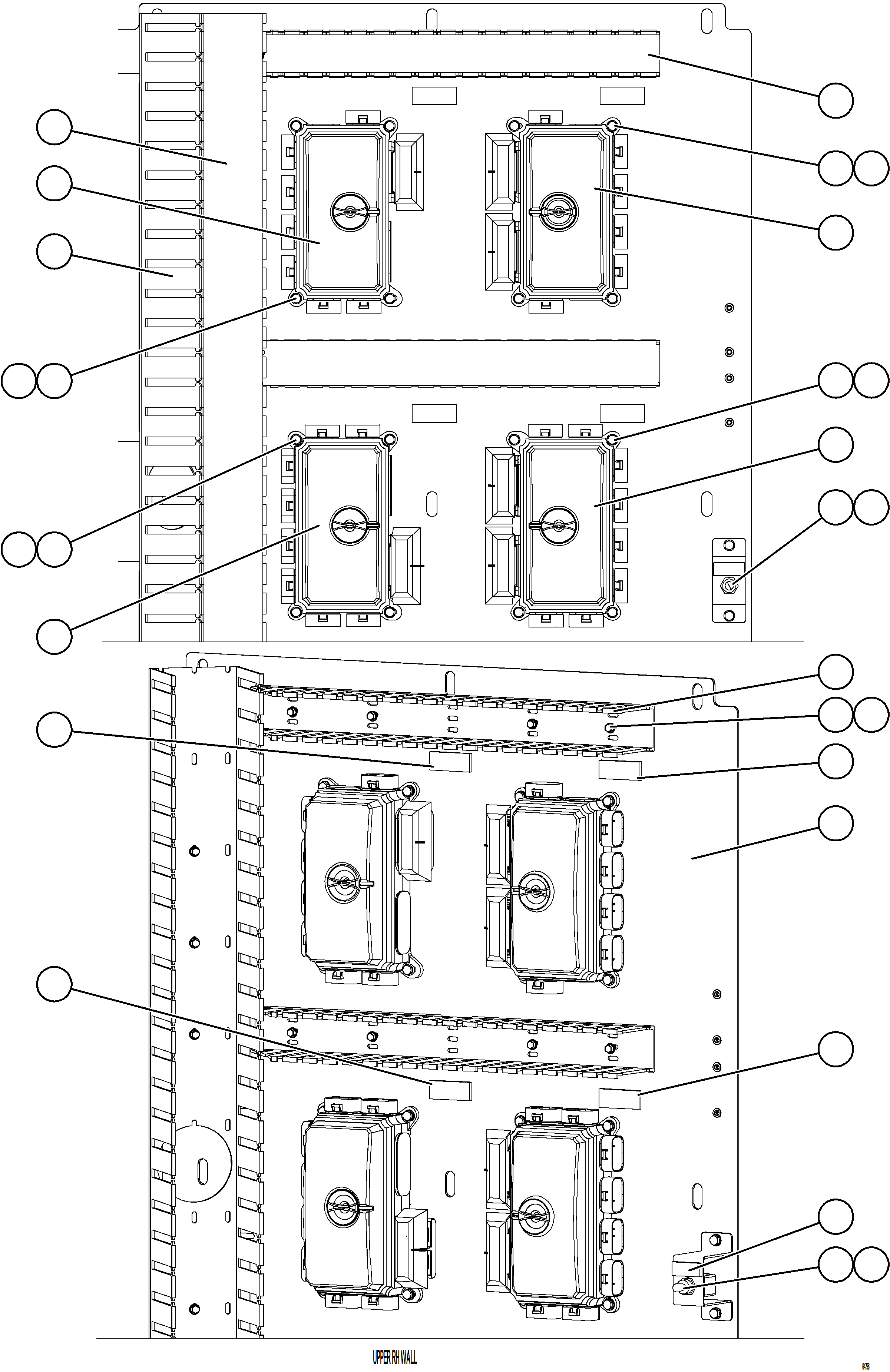 Komatsu parts book diagram for AFE75-W 980E-5 S/N A50071 - A50079  ESPERANZA SUR: AUXILIARY CONTROL CABINET - RH WALL    1/2