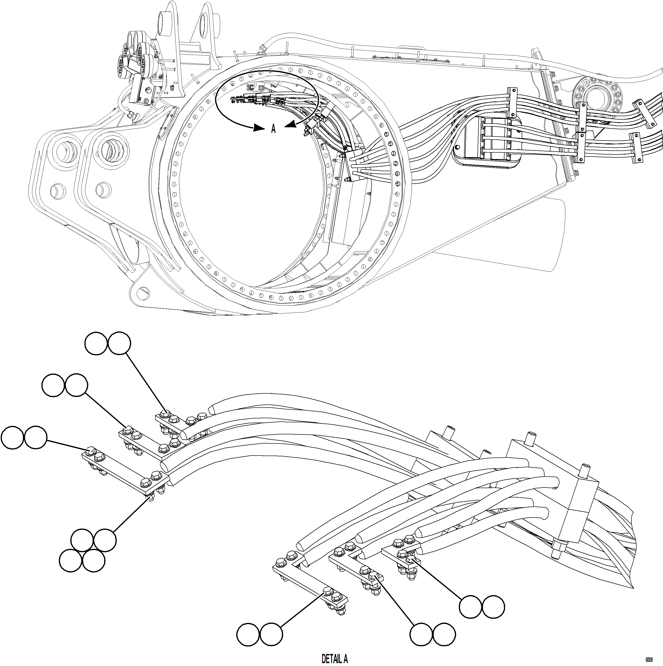 Komatsu parts book diagram for AFE75-W 980E-5 S/N A50071 - A50079  ESPERANZA SUR: WHEEL MOTOR CABLE CONNECTIONS