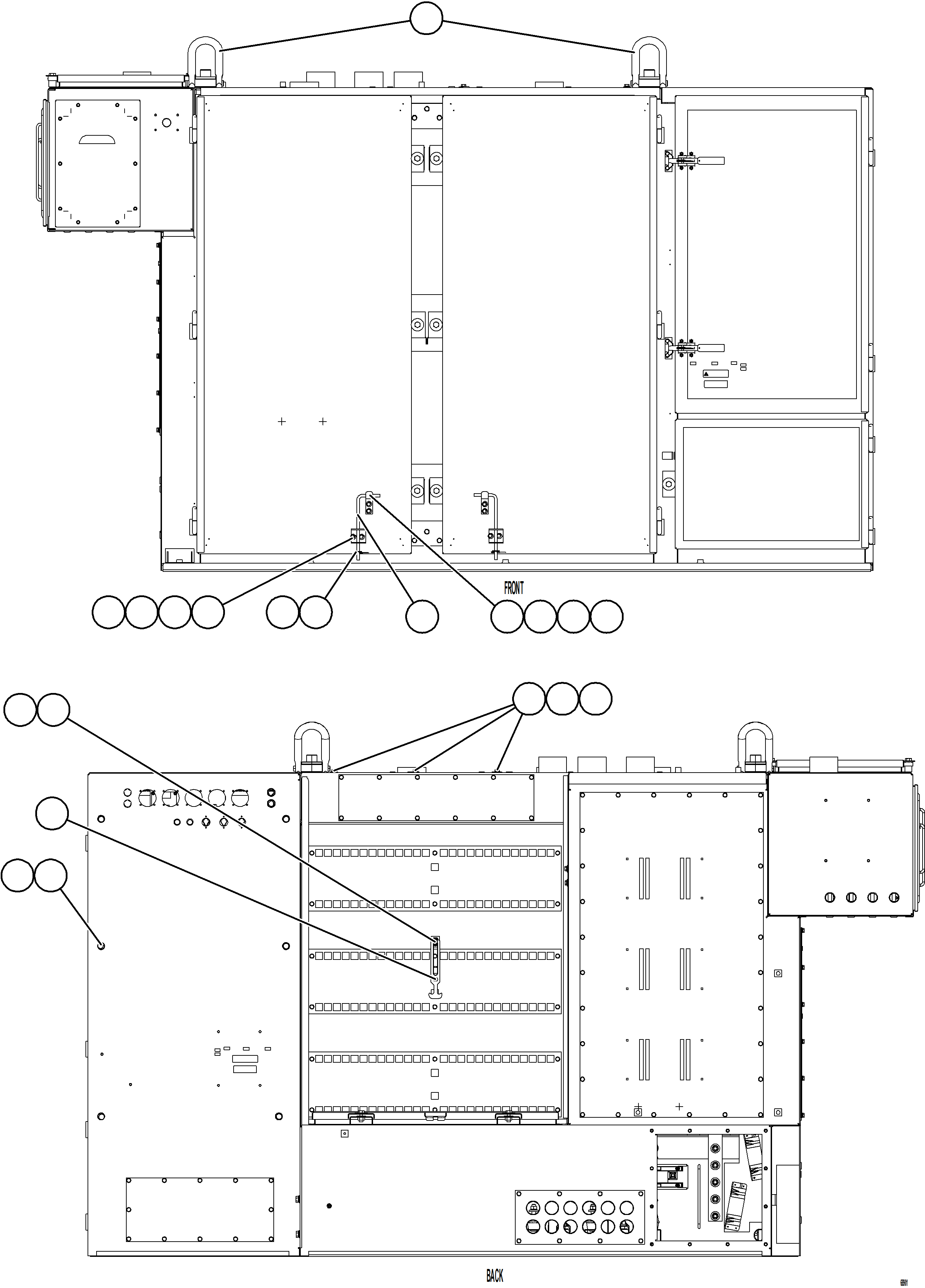 Komatsu parts book diagram for AFE75-W 980E-5 S/N A50071 - A50079  ESPERANZA SUR: CONTROL CABINET    1/15    58B-43-01001
