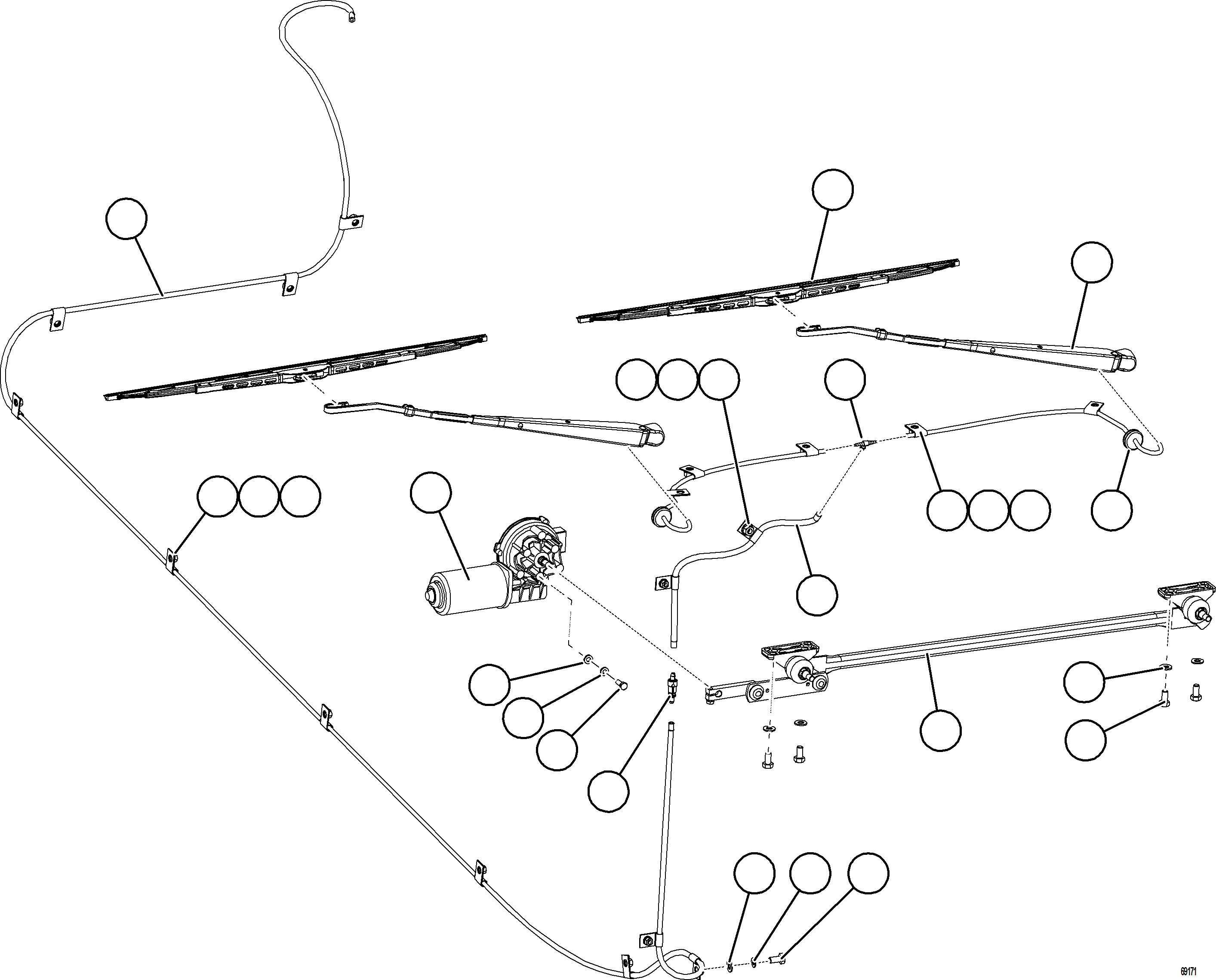 Komatsu parts book diagram for AFE75-W 980E-5 S/N A50071 - A50079  ESPERANZA SUR: WINDSHIELD WIPER INSTALLATION