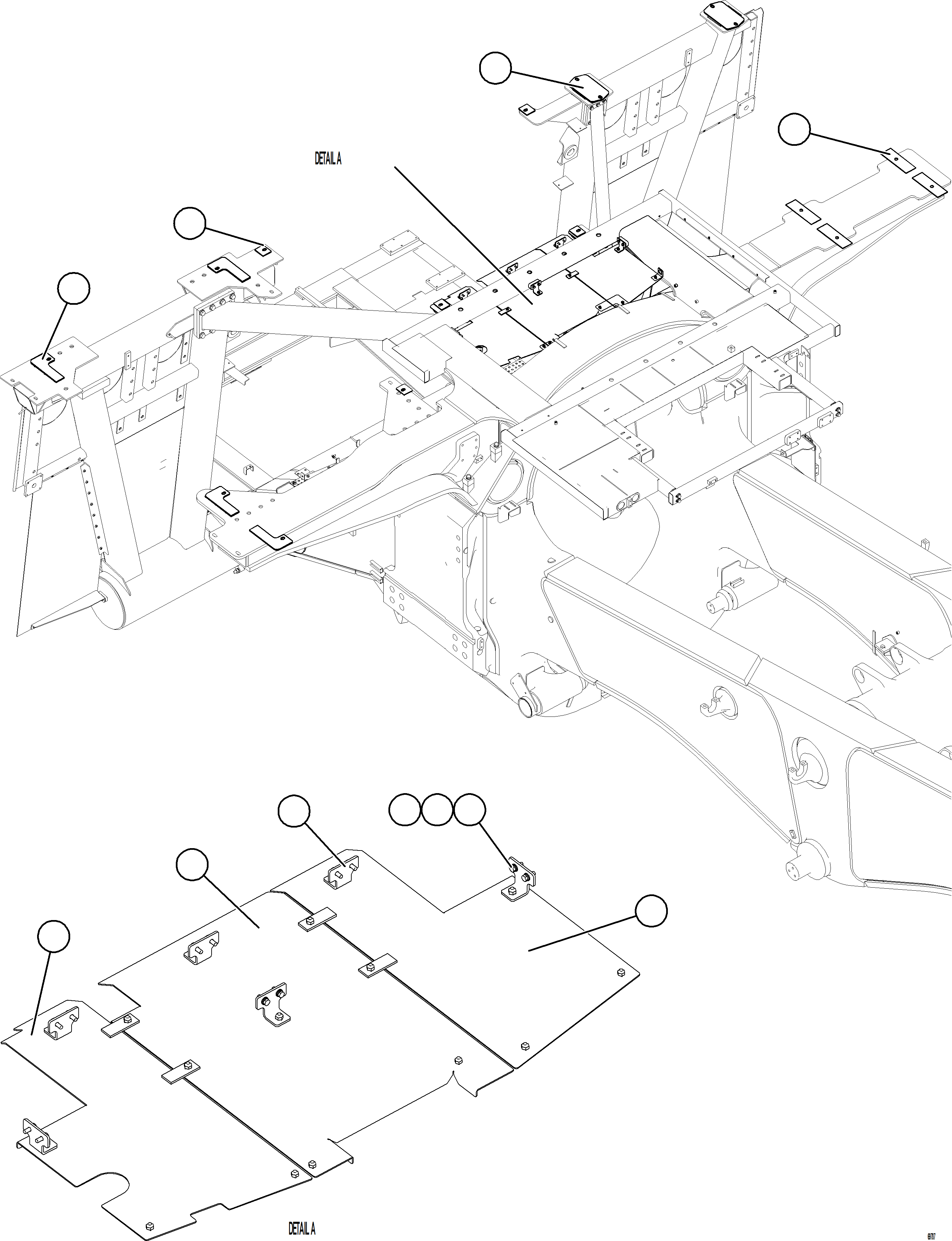 Komatsu parts book diagram for AFE75-W 980E-5 S/N A50071 - A50079  ESPERANZA SUR: CENTER DECK HEAT SHIELDS