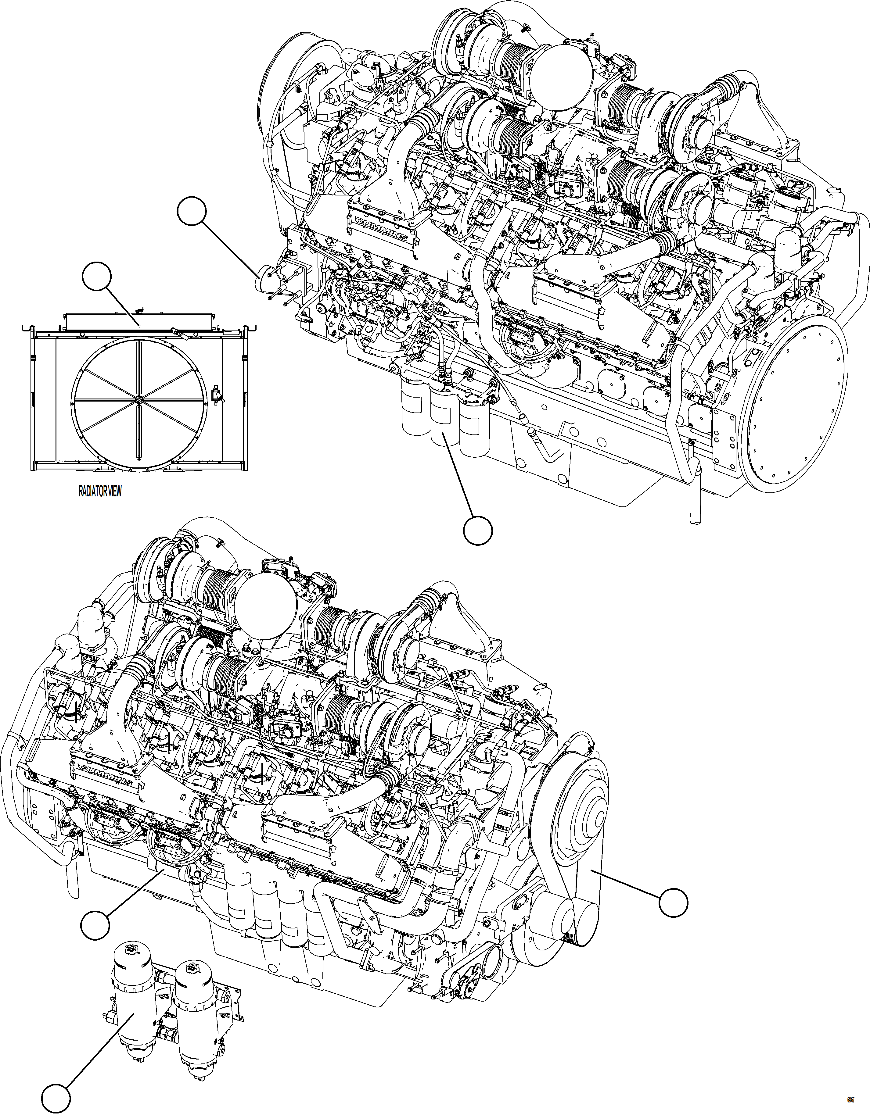 Komatsu parts book diagram for AFE77-AH 830E-5 S/N A50088 - A50098  BMA STOCK: ENGINE AND COMPONENTS