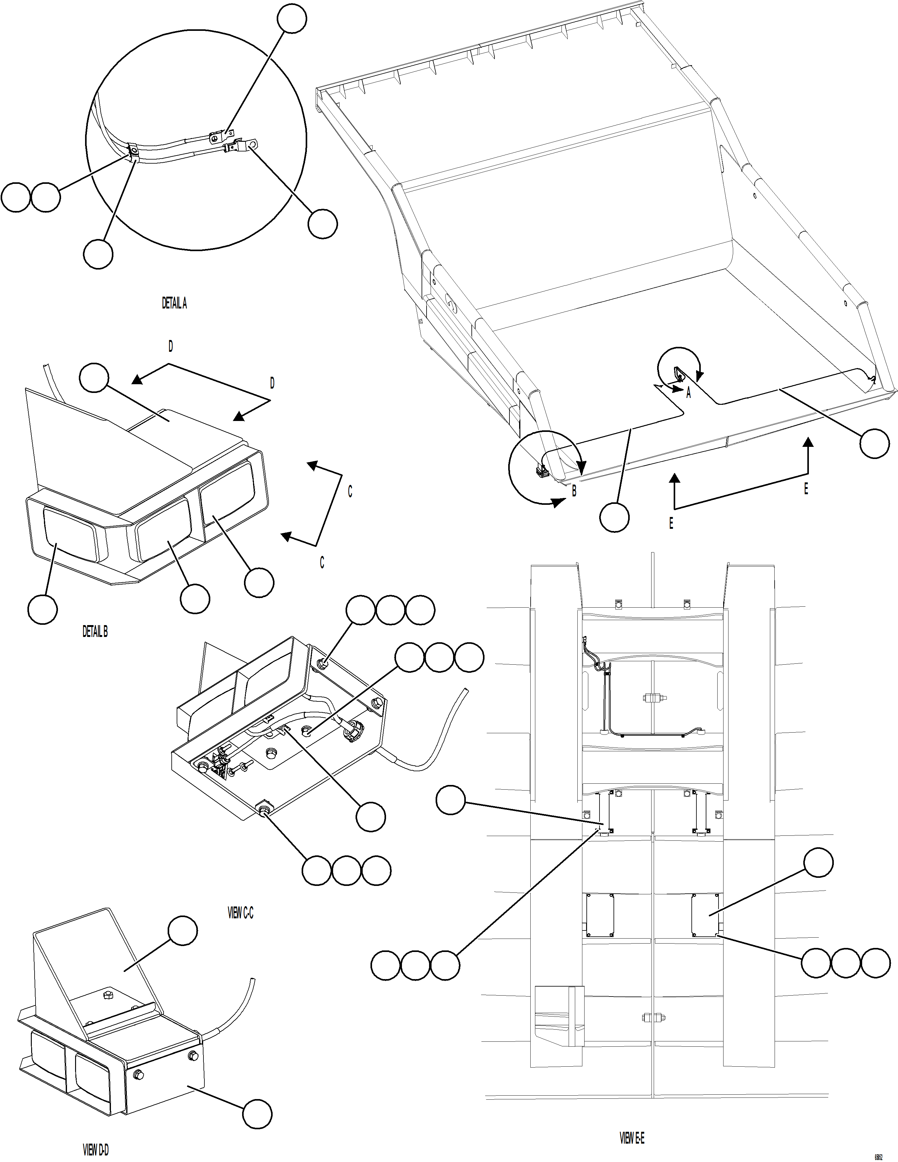 Komatsu parts book diagram for AFE77-AH 830E-5 S/N A50088 - A50098  BMA STOCK: DUMP BODY CLEARANCE LIGHTS & TURN SIGNALS