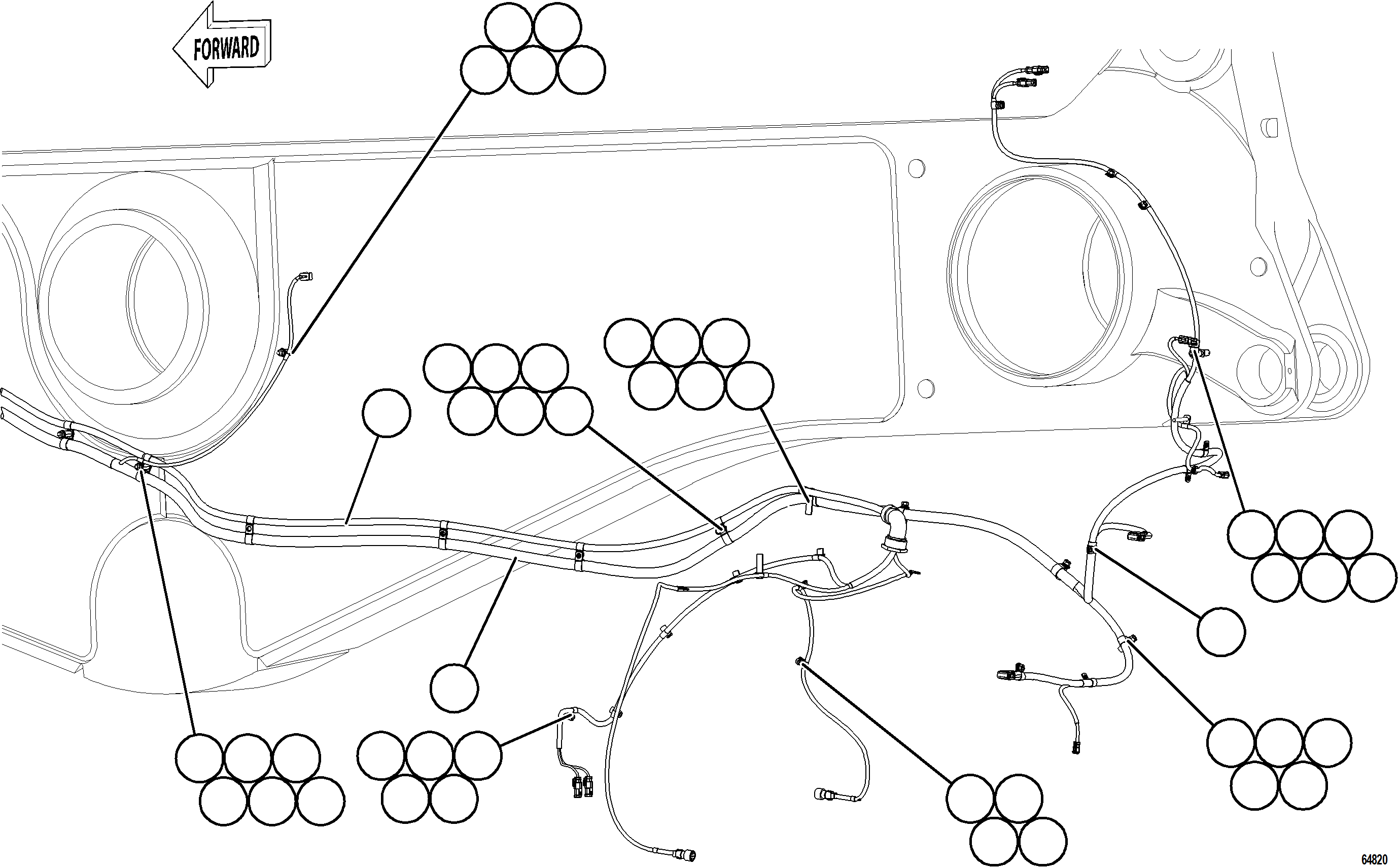 Komatsu parts book diagram for AFE77-AH 830E-5 S/N A50088 - A50098  BMA STOCK: RIGHT REAR FRAME RAIL HARNESS    2/2