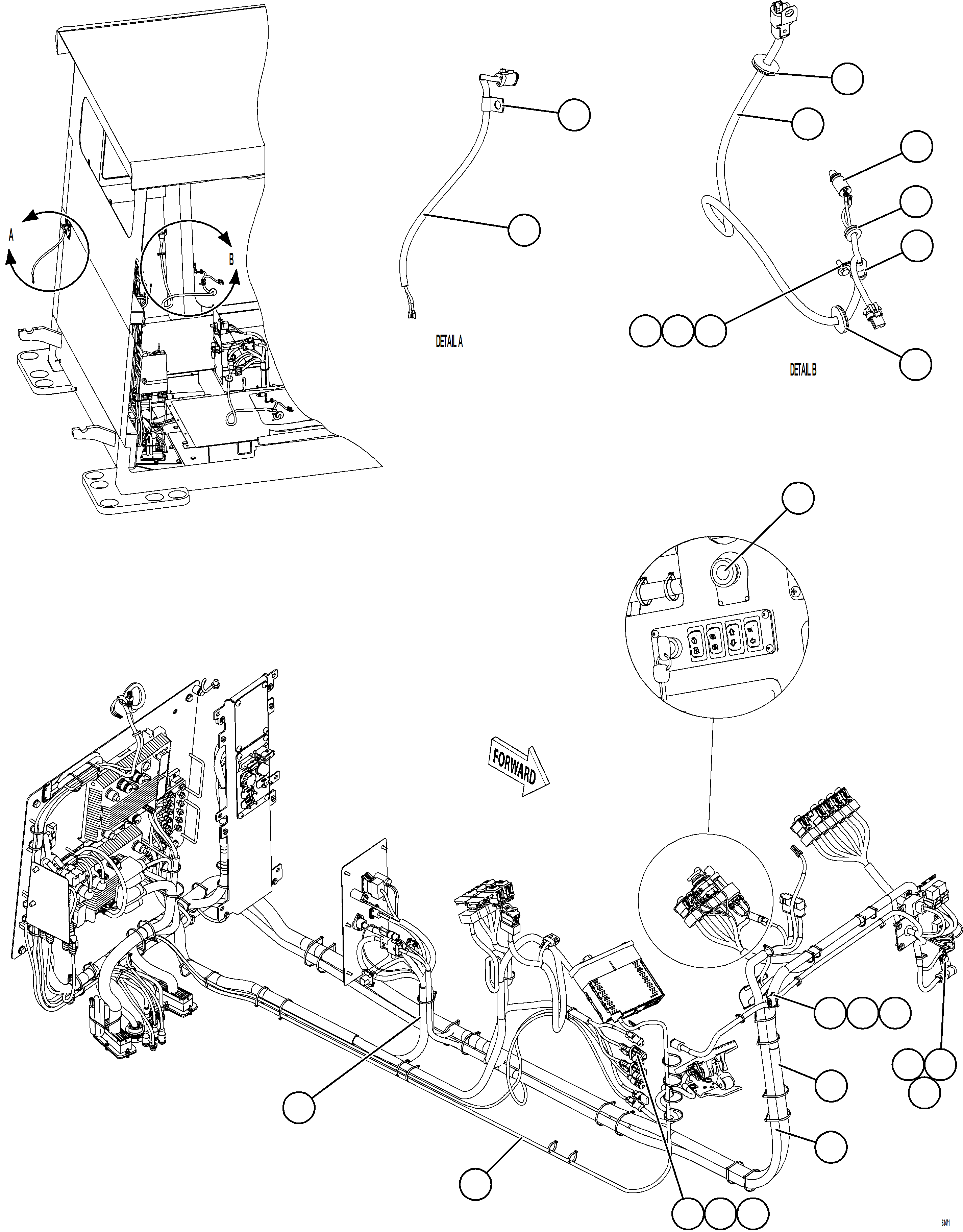Komatsu parts book diagram for AFE77-AH 830E-5 S/N A50088 - A50098  BMA STOCK: CAB ELECTRICAL - BACK WALL    1/2
