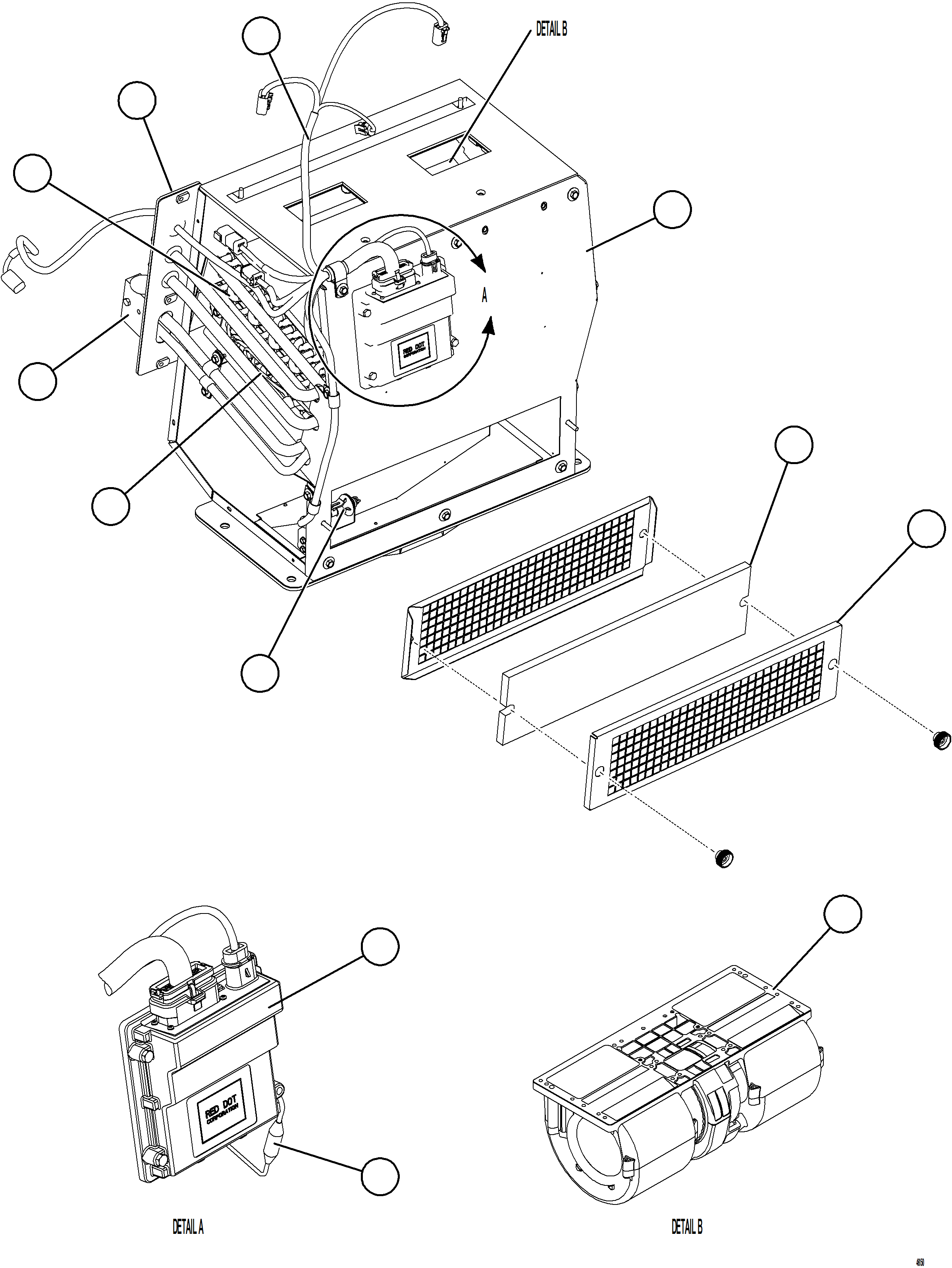 Komatsu parts book diagram for AFE77-AH 830E-5 S/N A50088 - A50098  BMA STOCK: HVAC MODULE    58E-98-20043