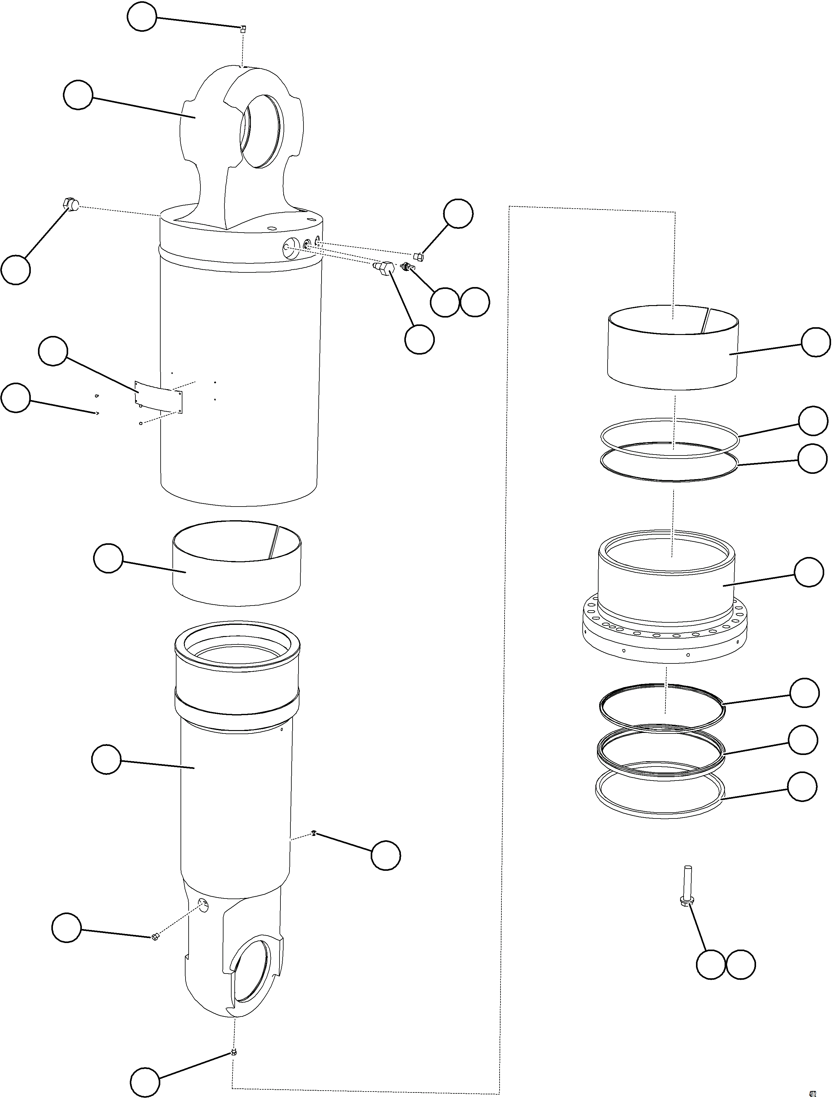 Komatsu parts book diagram for AFE77-AH 830E-5 S/N A50088 - A50098  BMA STOCK: REAR SUSPENSION ASSEMBLY    EM8840