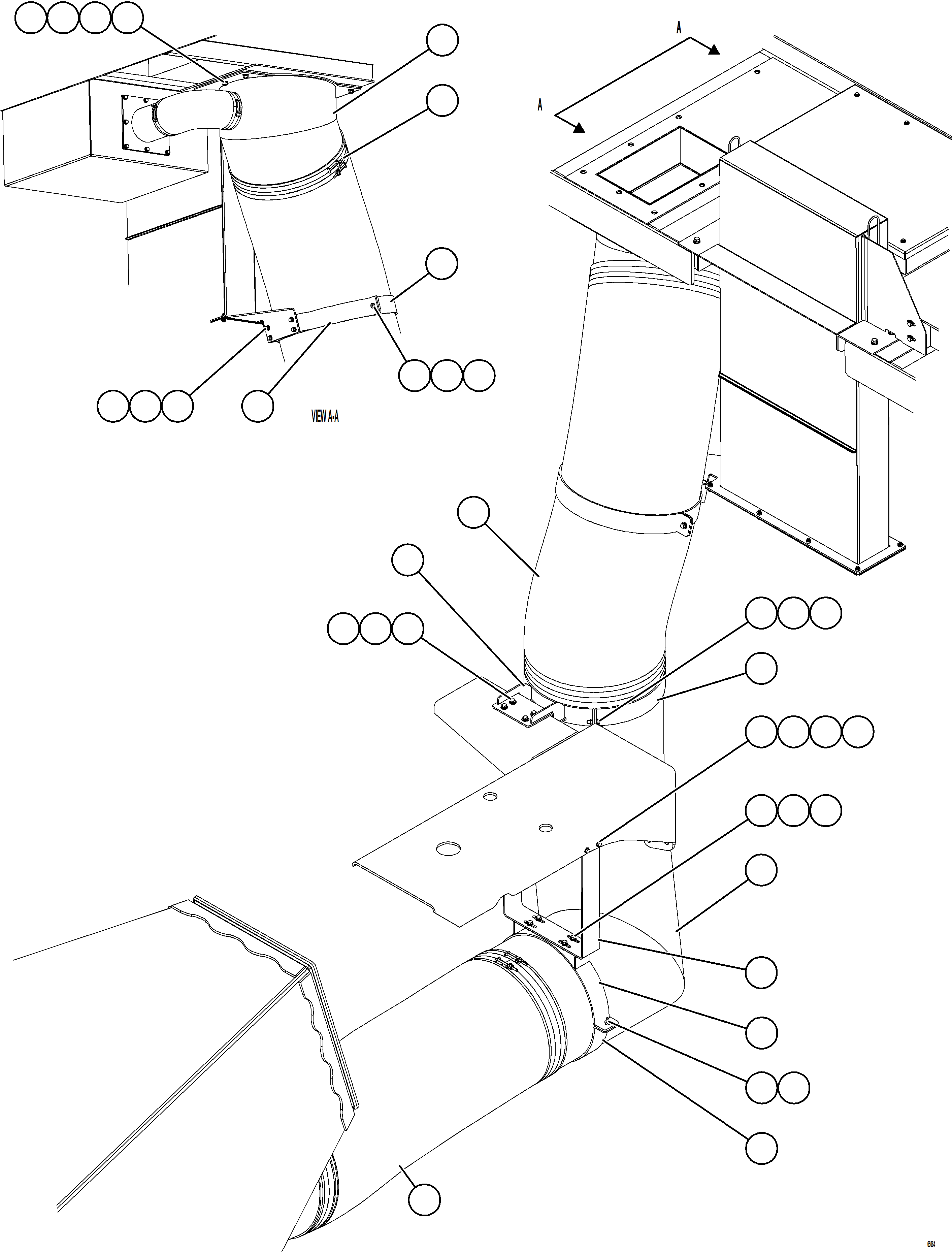Komatsu parts book diagram for AFE77-AJ 830E-5 S/N A50100 - A50101  MANTOS COPPER: REAR AXLE BLOWER DUCTS