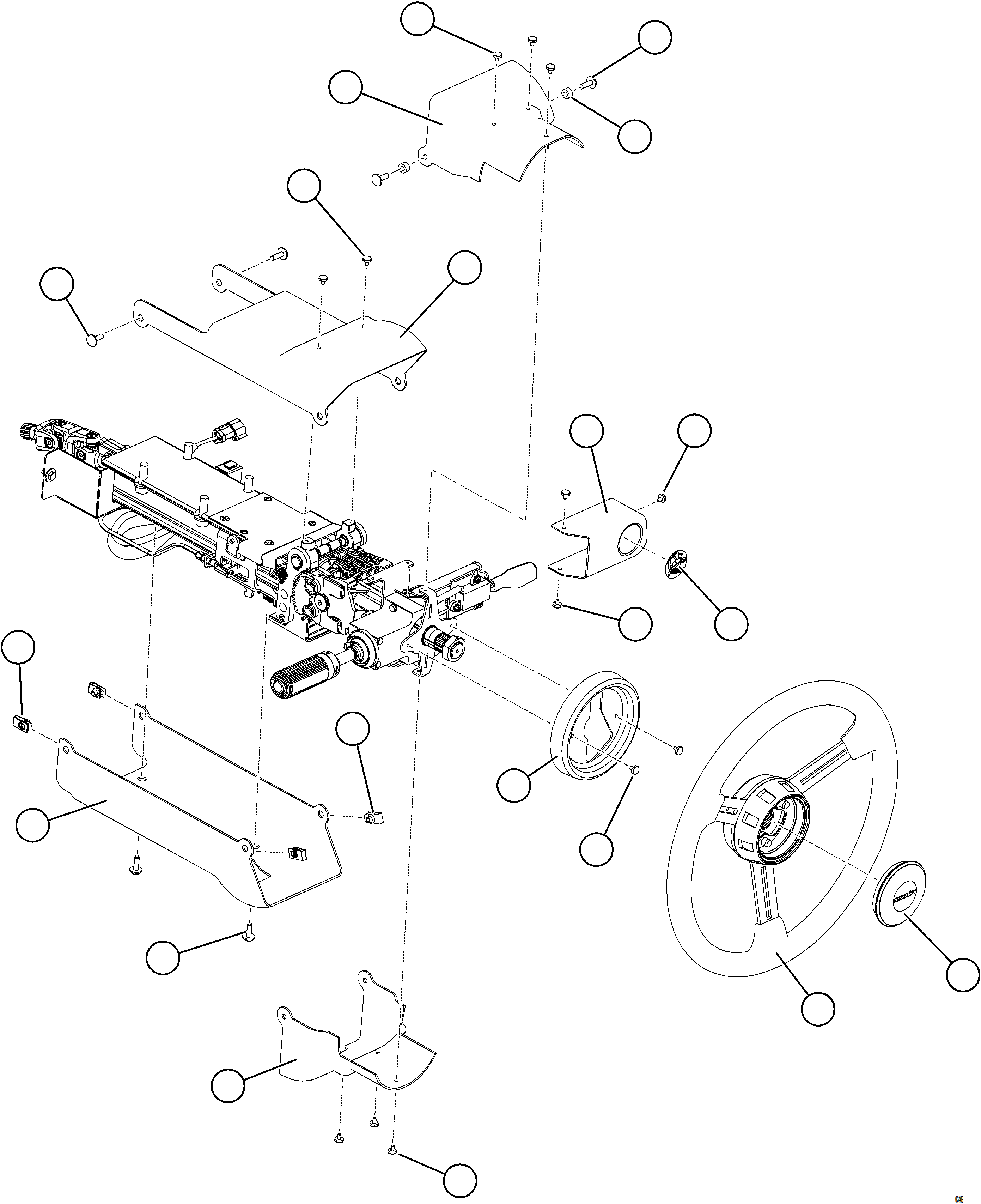 Komatsu parts book diagram for AFE77-AJ 830E-5 S/N A50100 - A50101  MANTOS COPPER: STEERING COLUMN    1/2